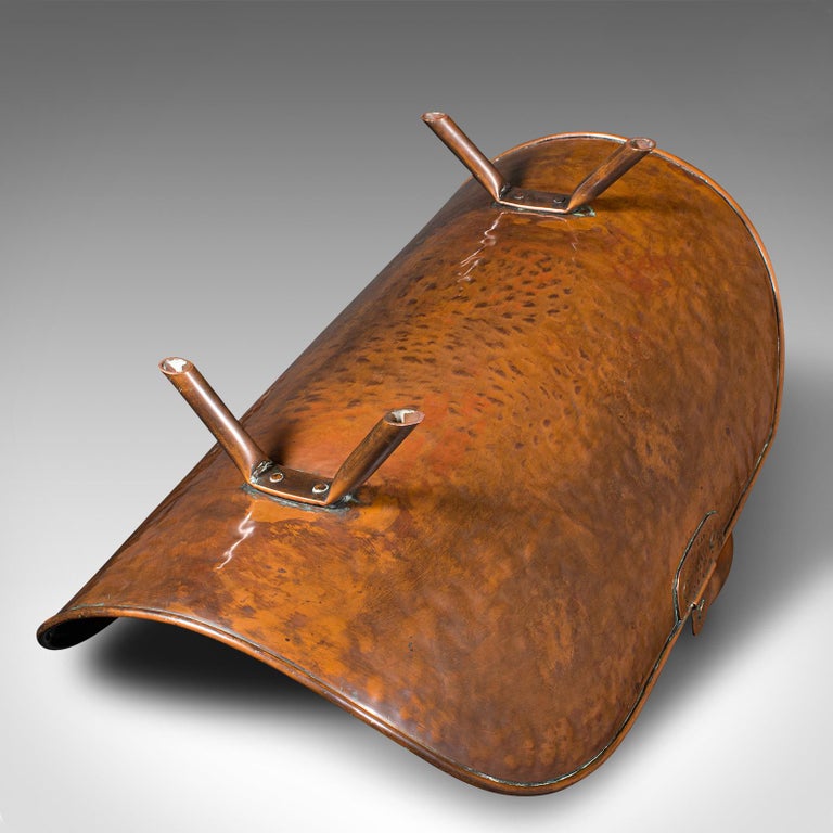 Antique Coal Trugg, English, Copper, Fireside, Fuel Scuttle, Logs