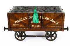 Antique Coal Wagon Oak Humidor Railway Interest, 19th Century