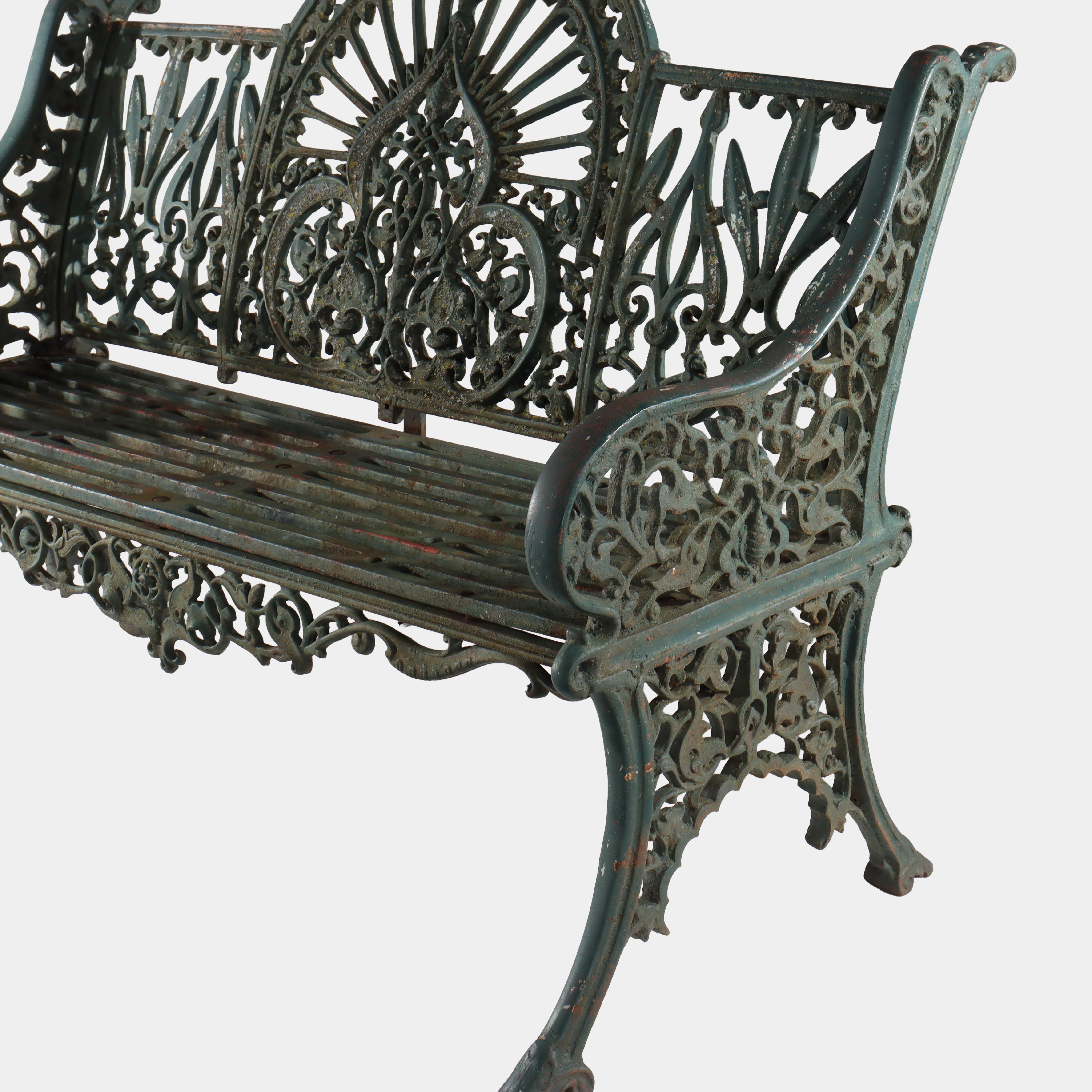 Antiguo banco de jardín de hierro fundido gótico de Coalbrookdale C1890 en Bueno estado para la venta en Big Flats, NY