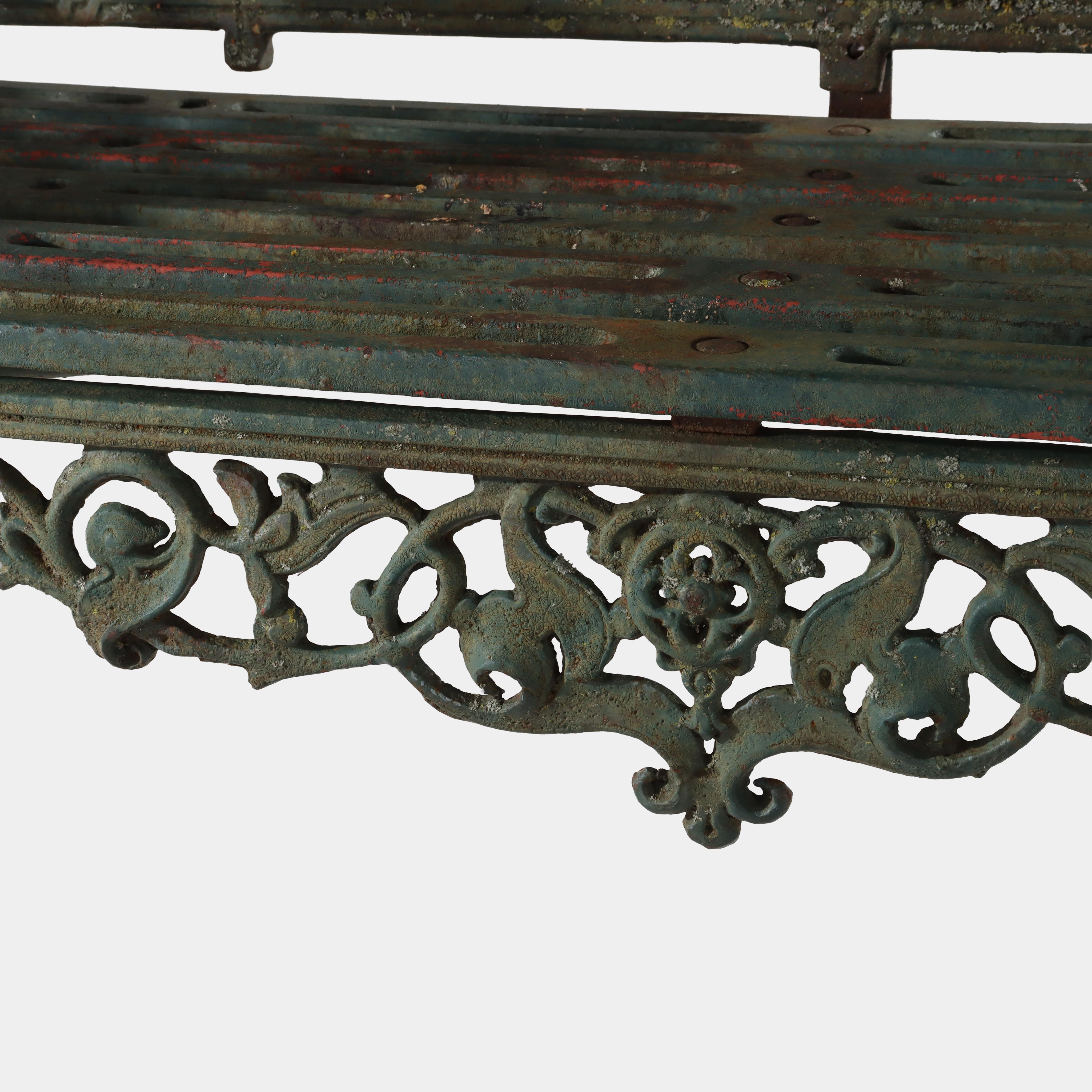 Antiguo banco de jardín de hierro fundido gótico de Coalbrookdale C1890 siglo XIX en venta