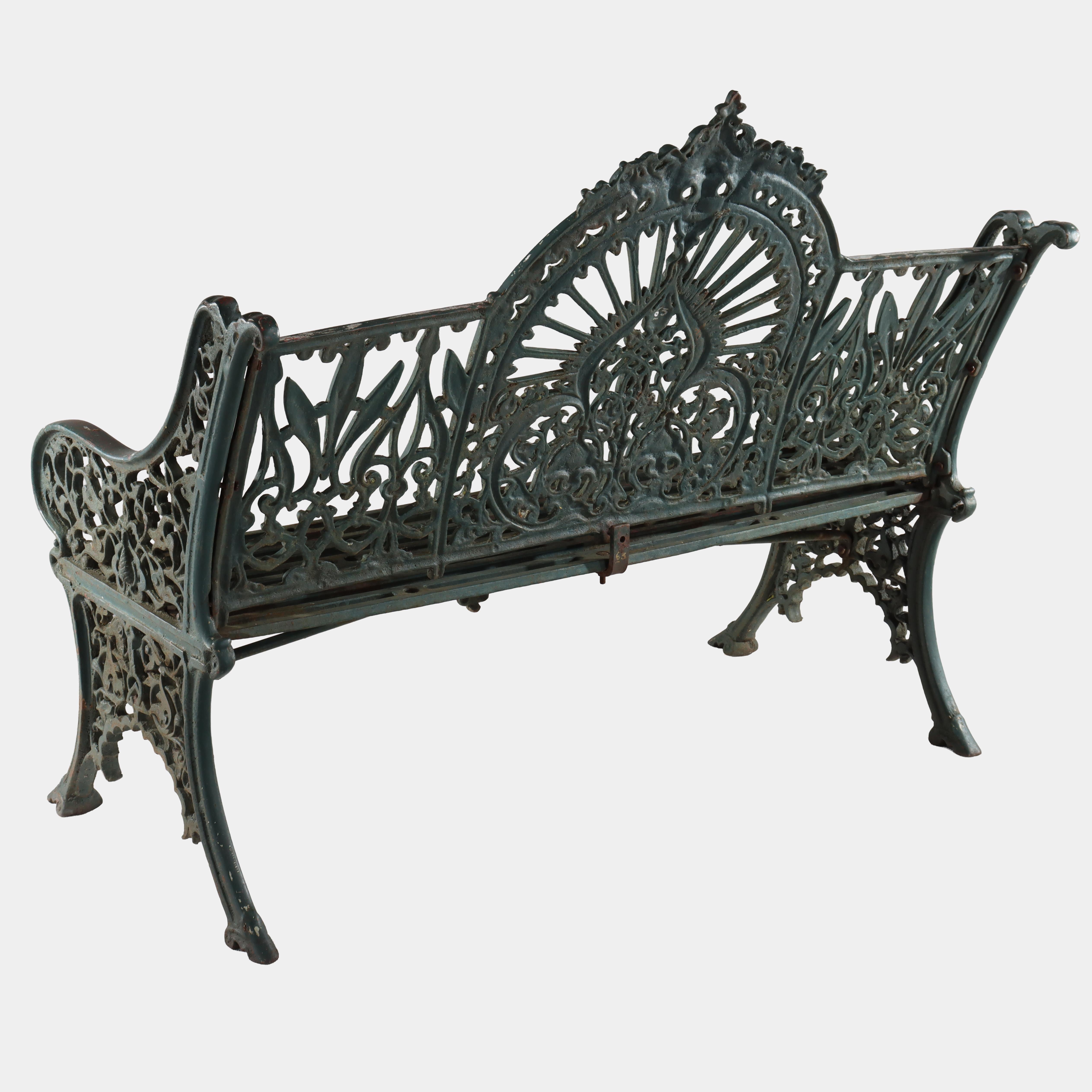 Antiguo banco de jardín de hierro fundido gótico de Coalbrookdale C1890 en venta 2