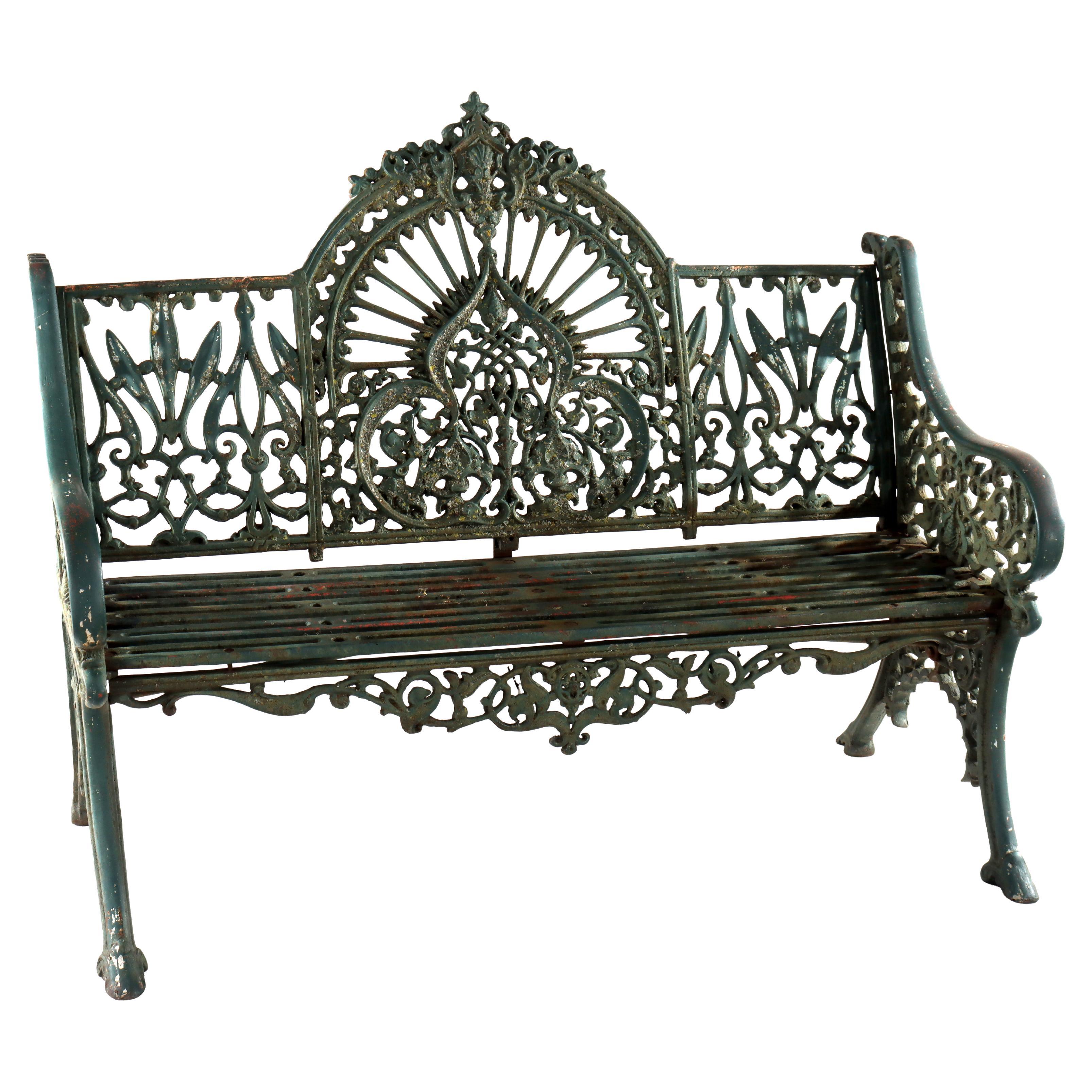 Antique Coalbrookdale Gothic Cast Iron Garden Bench C1890