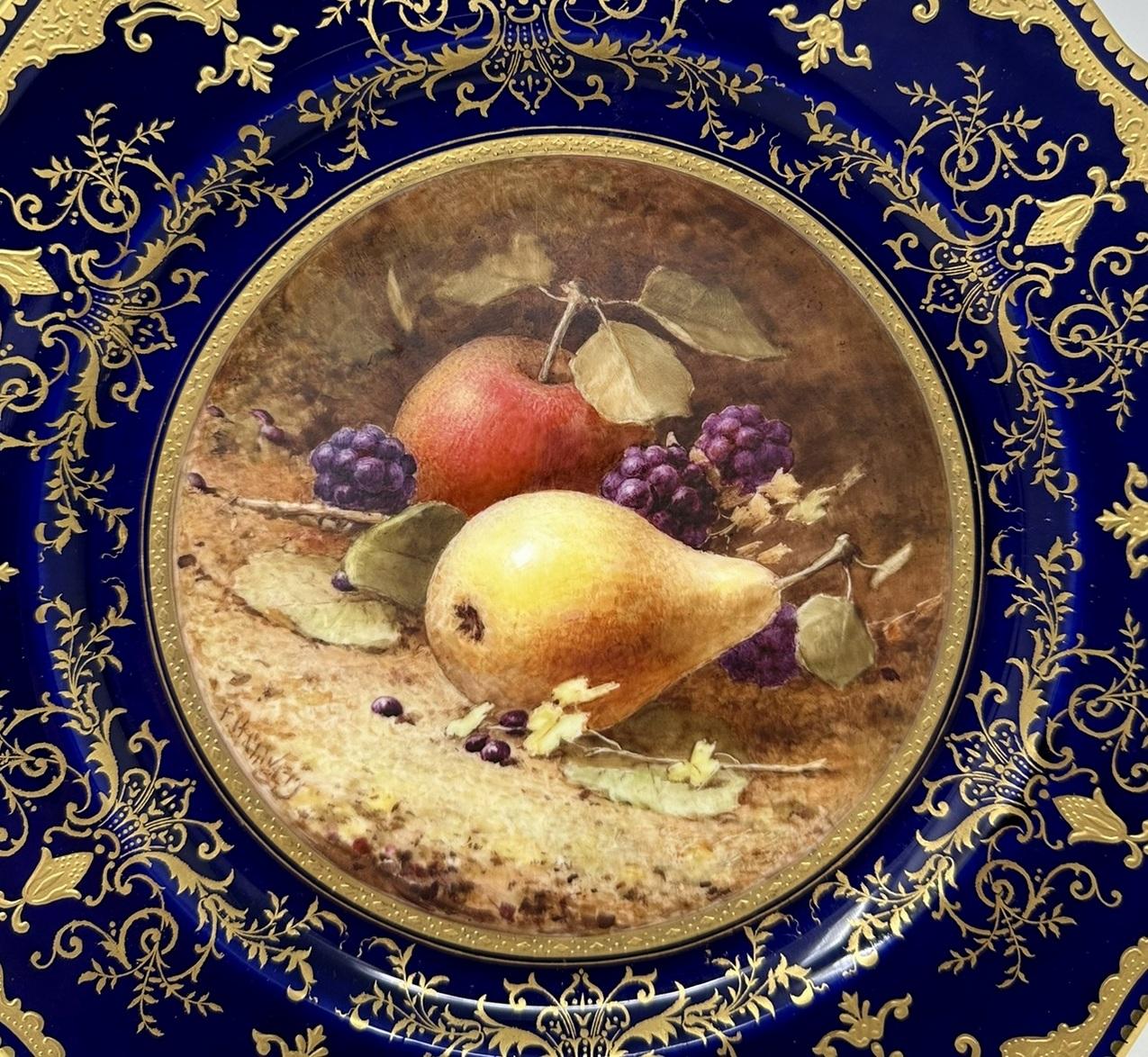 Hand-Painted Antique Coalport Cabinet Plates Hand Painted Frederick Chivers Still Life 1910 For Sale