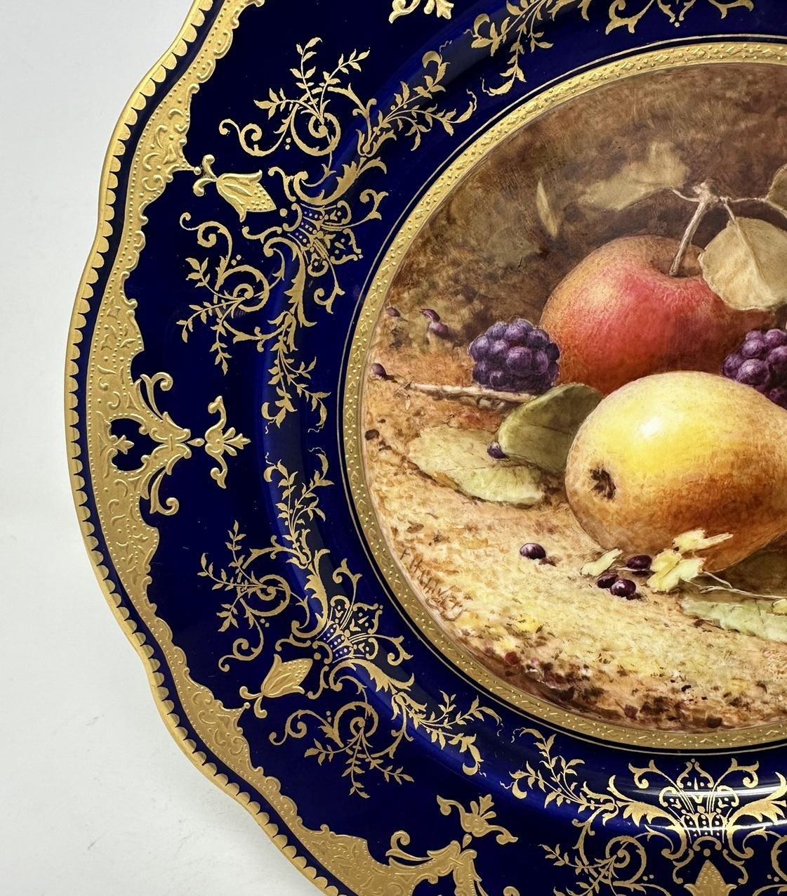 Antiguos Platos de Gabinete de Coalport Pintados a Mano Frederick Chivers Naturaleza Muerta 1910 siglo XX en venta