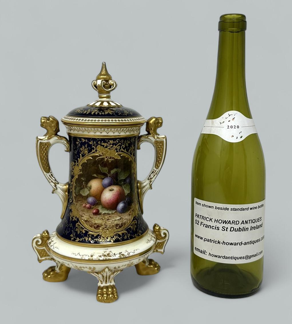 Antike Coalport-Vase, handbemalte Vase, Urne, Frederick Chivers, Stillleben, Obst, 1910 im Angebot 4
