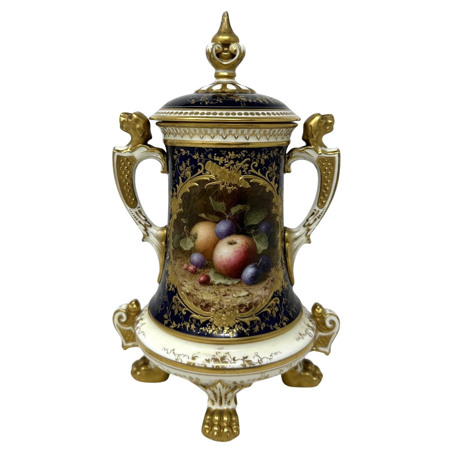 Antique Coalport Hand Painted Vase Urn Frederick Chivers Still Life Fruits 1910