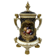 Antique Coalport Hand Painted Vase Urn Frederick Chivers Still Life Fruits 1910