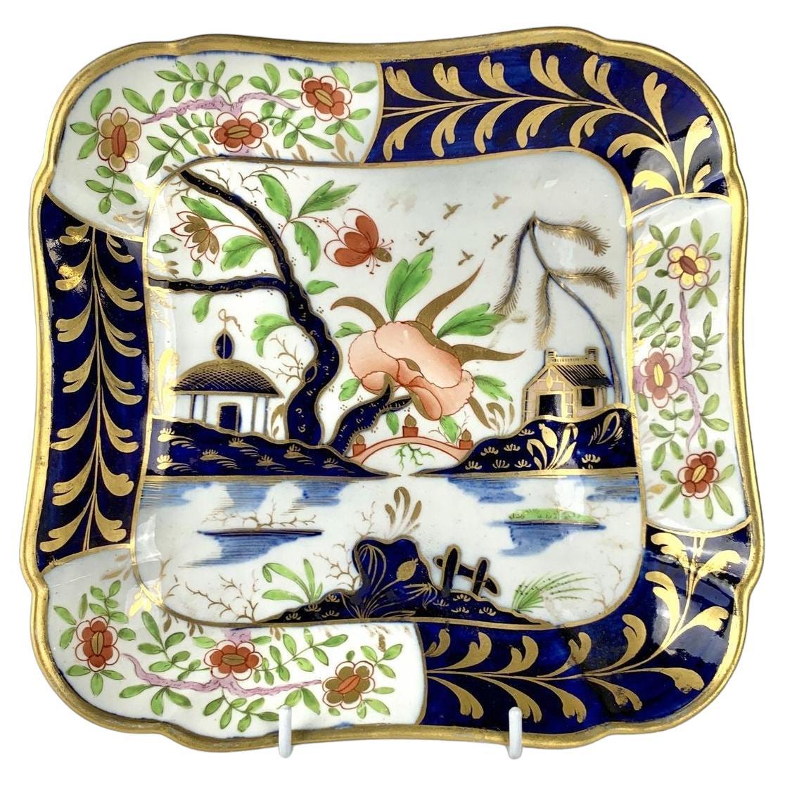 Antiguo Plato de Porcelana de Coalport Pintado a Mano Decoración Imari Inglaterra c.1820