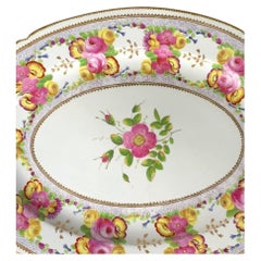 Antique Coalport Porcelain Platter Hand Painted Floral England Circa 1825