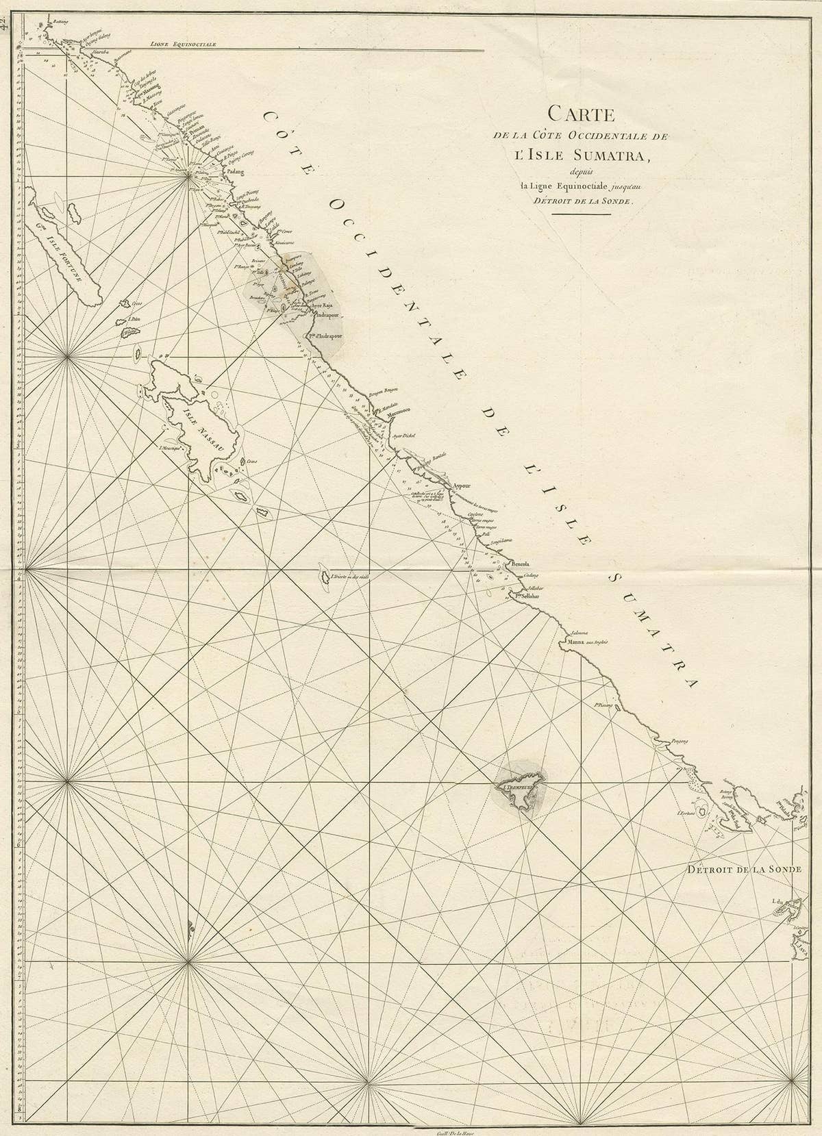 Antique Coastal Map of Sumatra by De La Haye, circa 1780