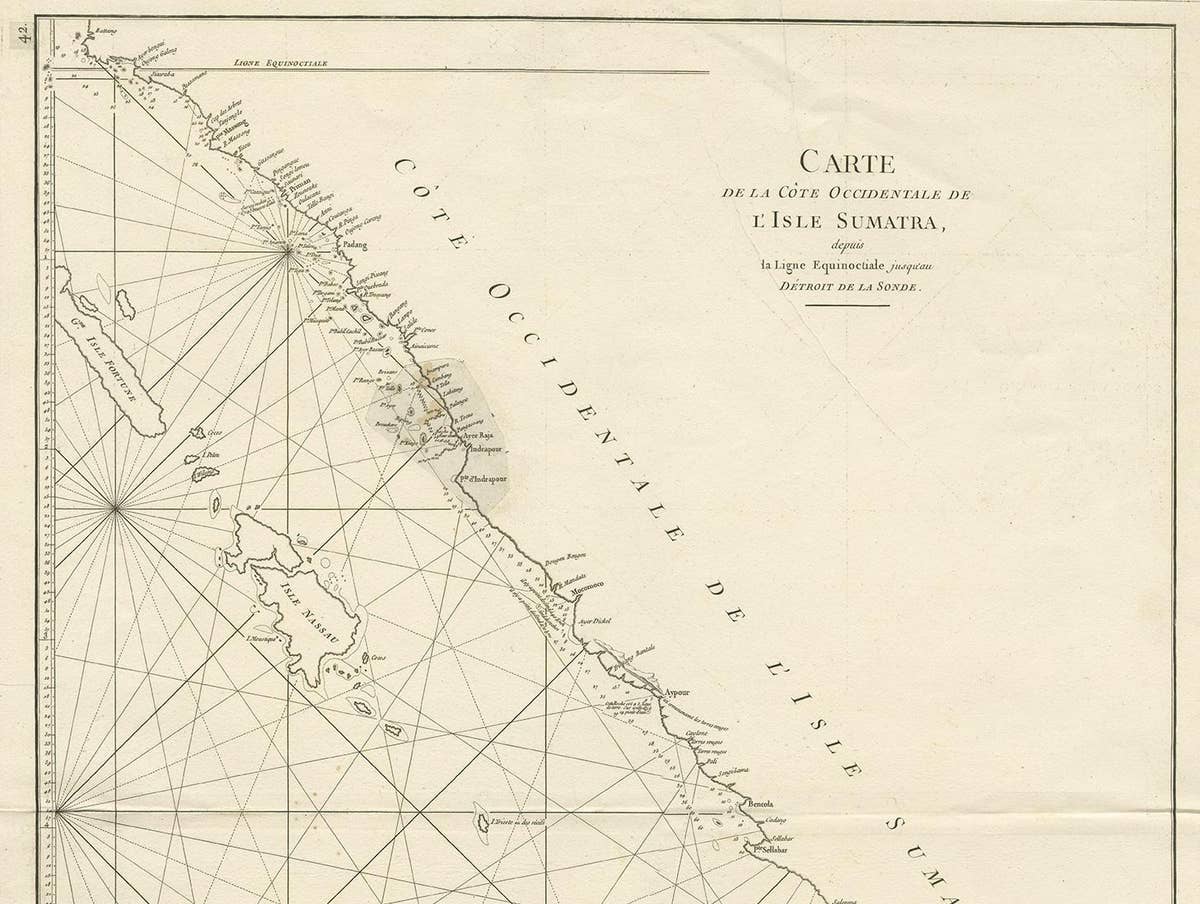 Antique Coastal Map of Sumatra by De La Haye, circa 1780