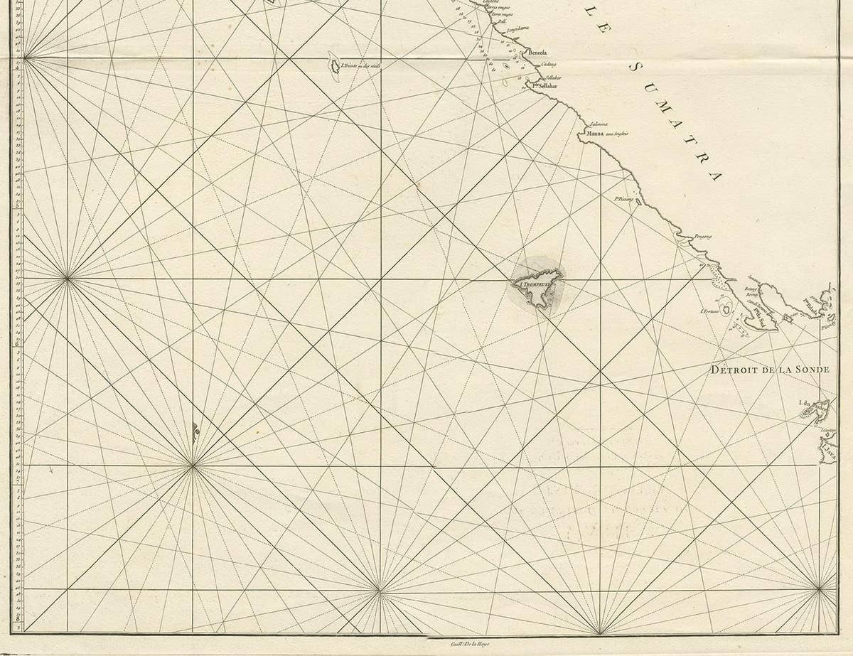 Antique Coastal Map of Sumatra by De La Haye, circa 1780