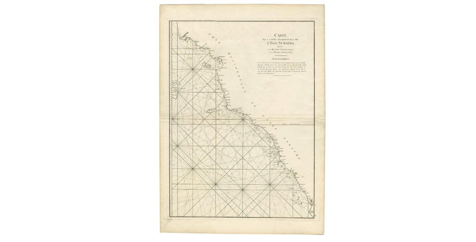 Antique Coastal Map of West Sumatra 'Indonesia' by J. Mannevillette, 1745 In Good Condition For Sale In Langweer, NL