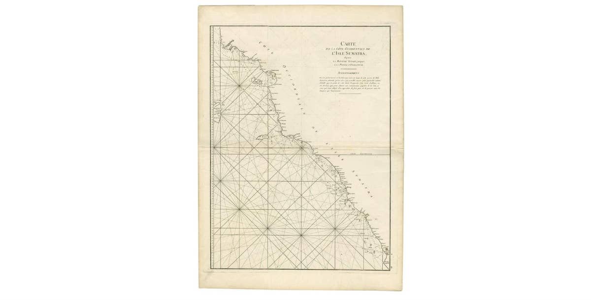 1745 Antique Coastal Map of West Sumatra by J. Mannevillette