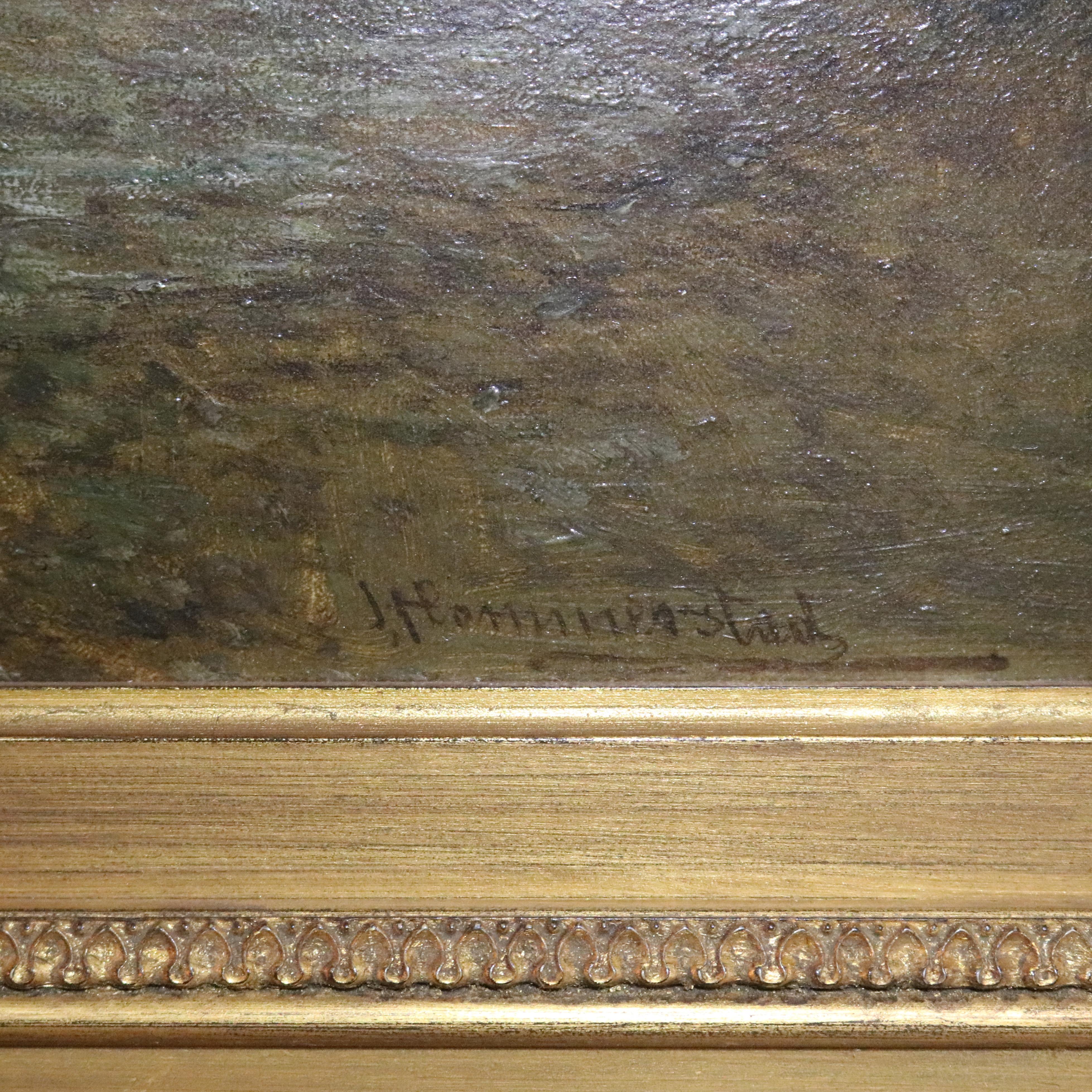 Antique Coastal Oil on Canvas Painting by John Olsen Hammerstad, Circa 1900 5