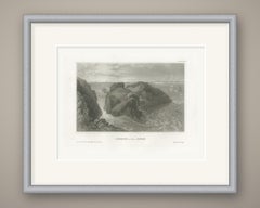 Antique Coastal View of Carrick-a-Rede, Northern Ireland, Engraving, circa 1850