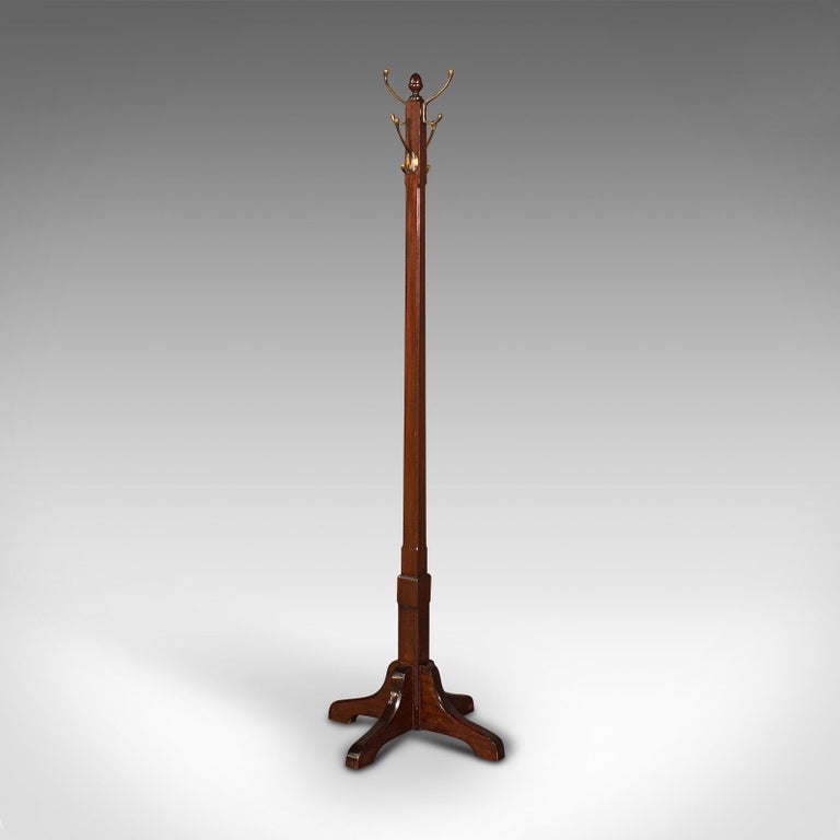 Antique Coat Stand, English, Mahogany, Brass, Hallway Hat Rack ...