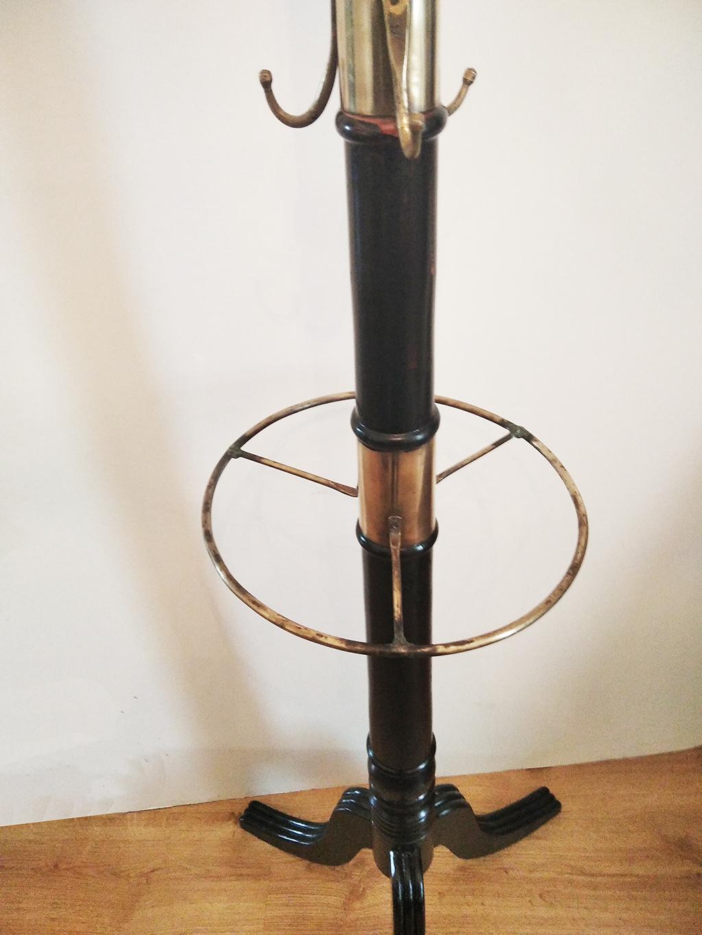 Coat Tree Whit Ebonized Wood and Bronze, Very Large In Good Condition In Mombuey, Zamora