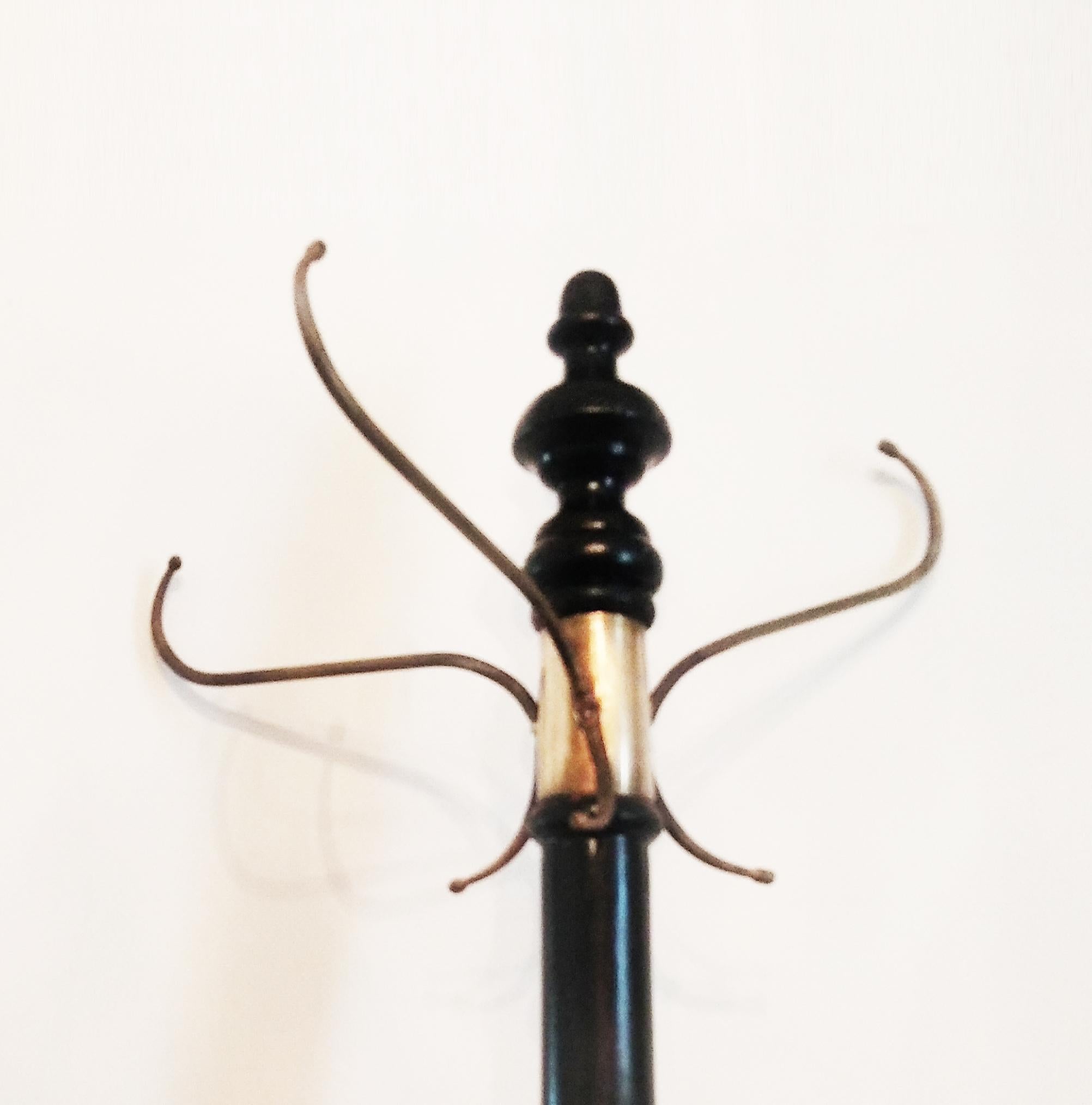 Coat Tree Whit Ebonized Wood and Bronze, Very Large 2