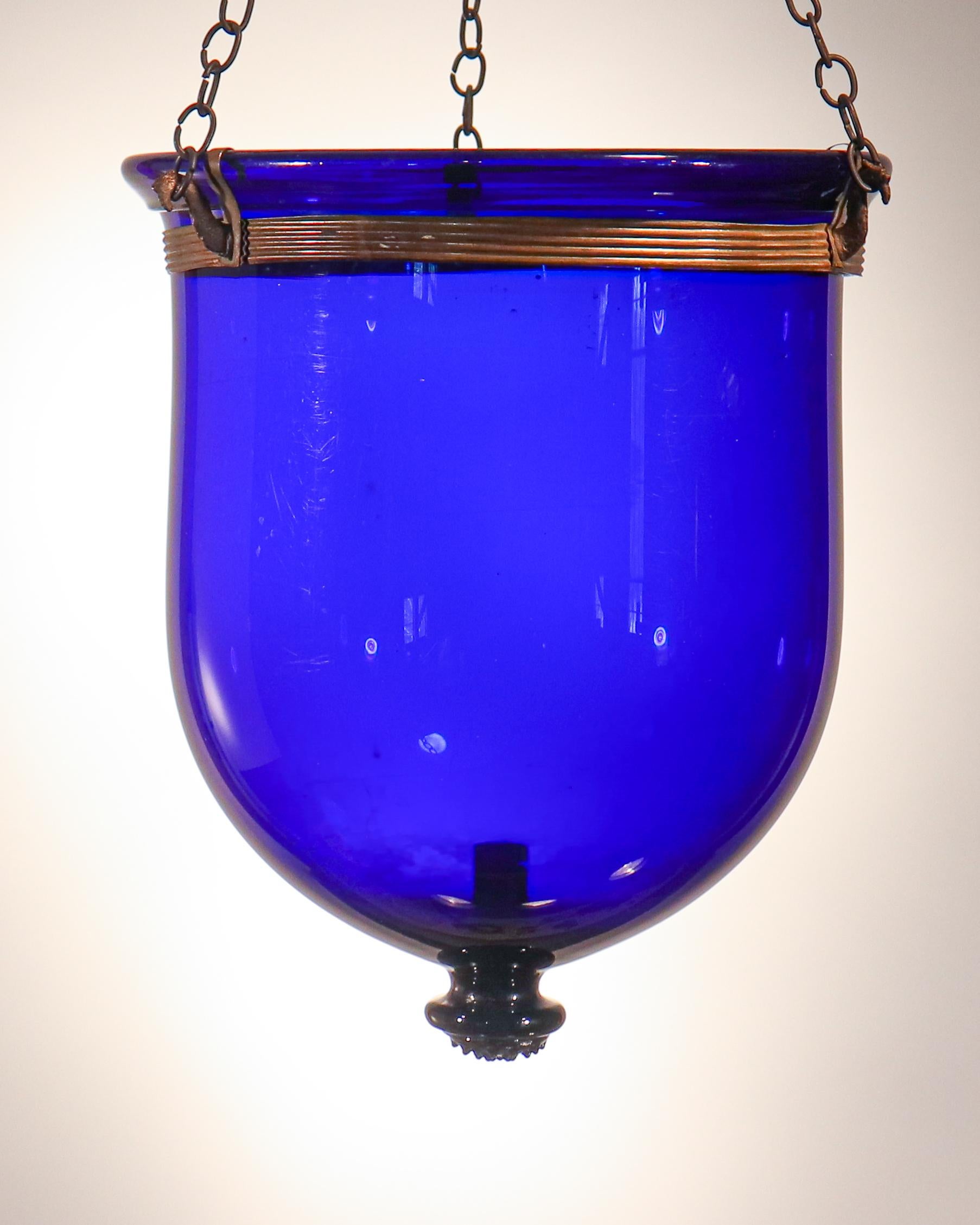 Antique Cobalt Blue Bell Jar Lantern 2