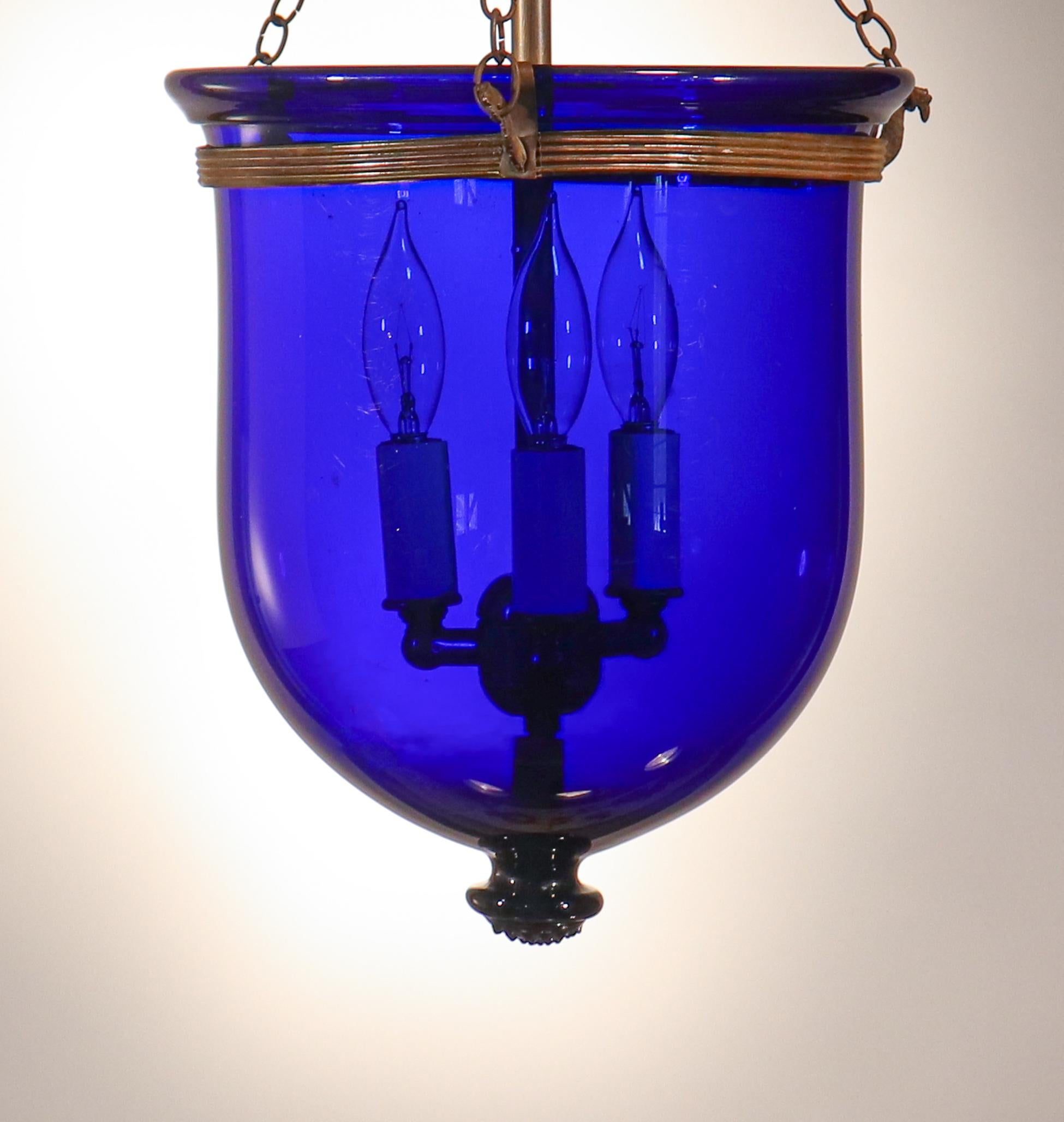 Victorian Antique Cobalt Blue Bell Jar Lantern