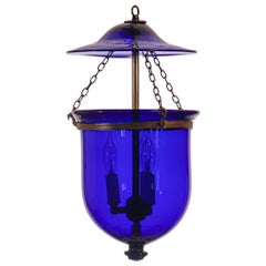 Antique Cobalt Blue Bell Jar Lantern
