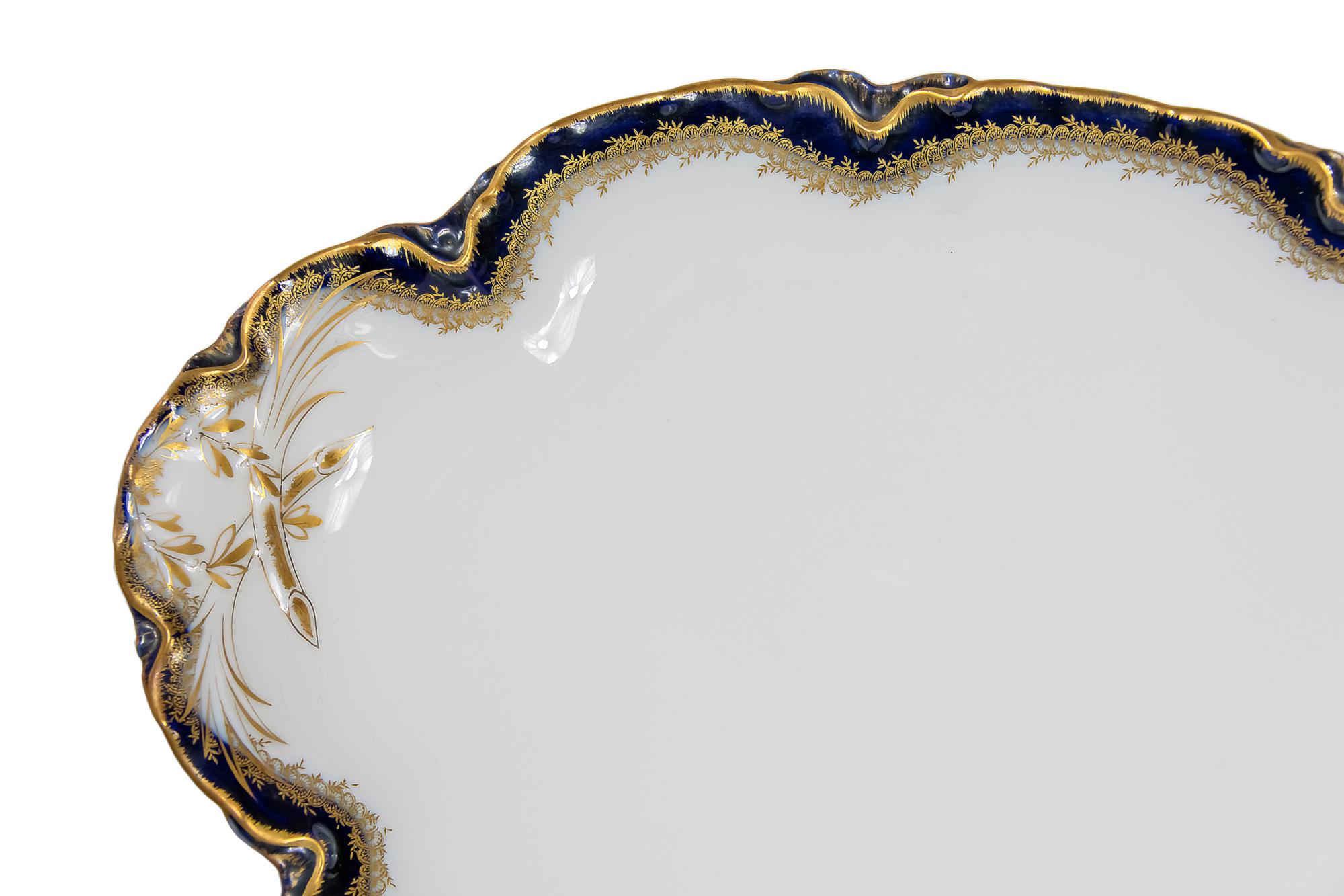 Antikes kobaltblaues/goldenes Abendessen-Set für 12 Personen von Haviland France (19. Jahrhundert)