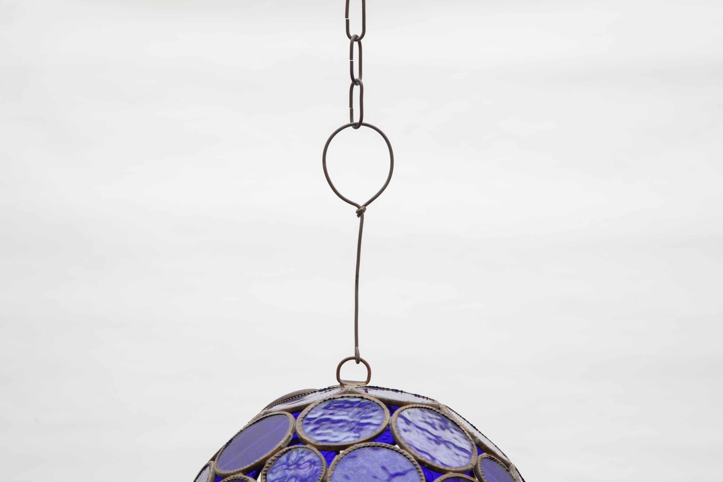 Anglais Ancienne lanterne de style Queen Victorian bleu cobalt, Angleterre en vente