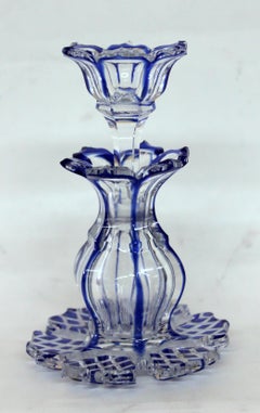 Antique Cobalt "Cut to Clear" Overlay Crystal Scent Bottle
