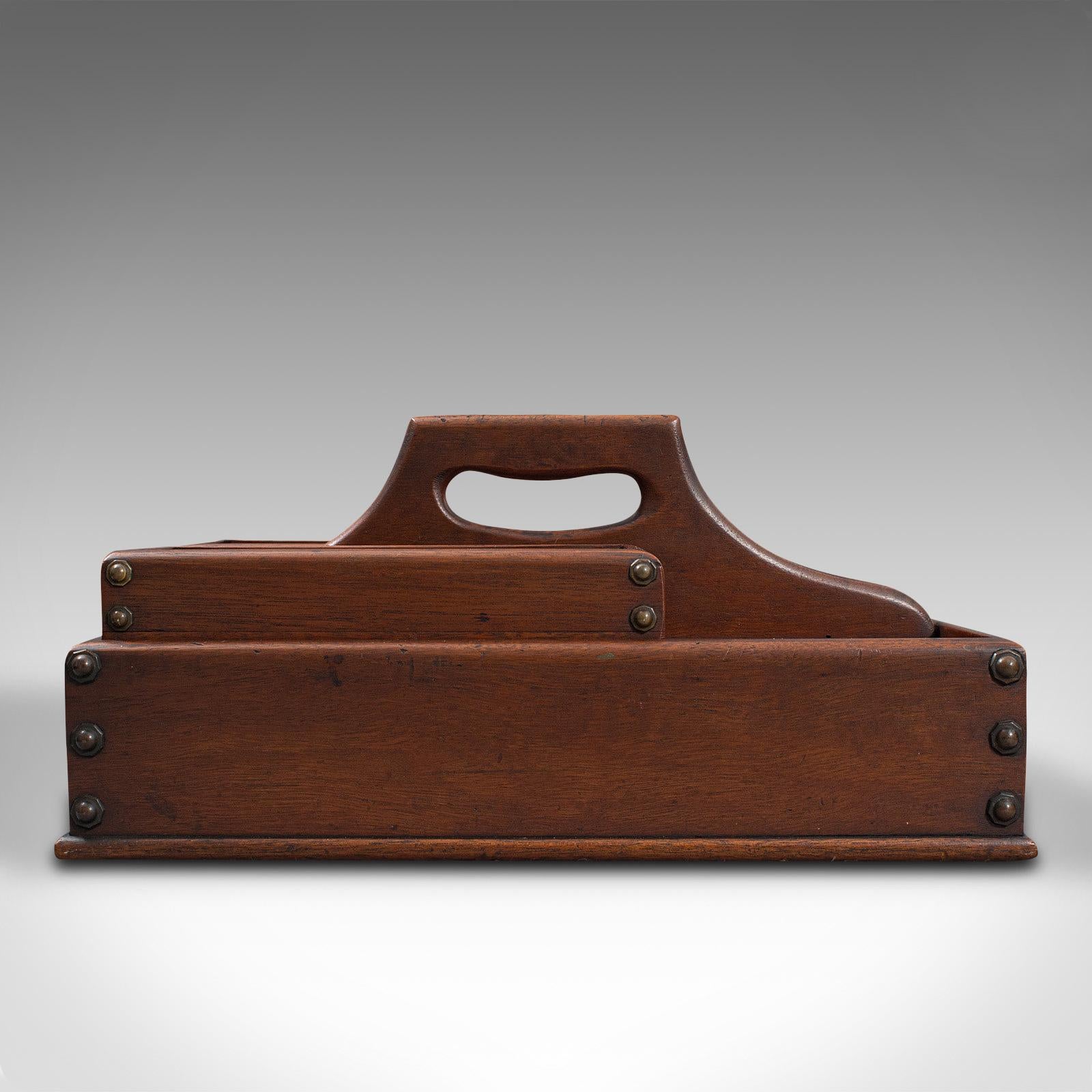 20th Century Antique Cobbler's Carry Tray, English, Mahogany, Tool Box, Cutlery, Edwardian