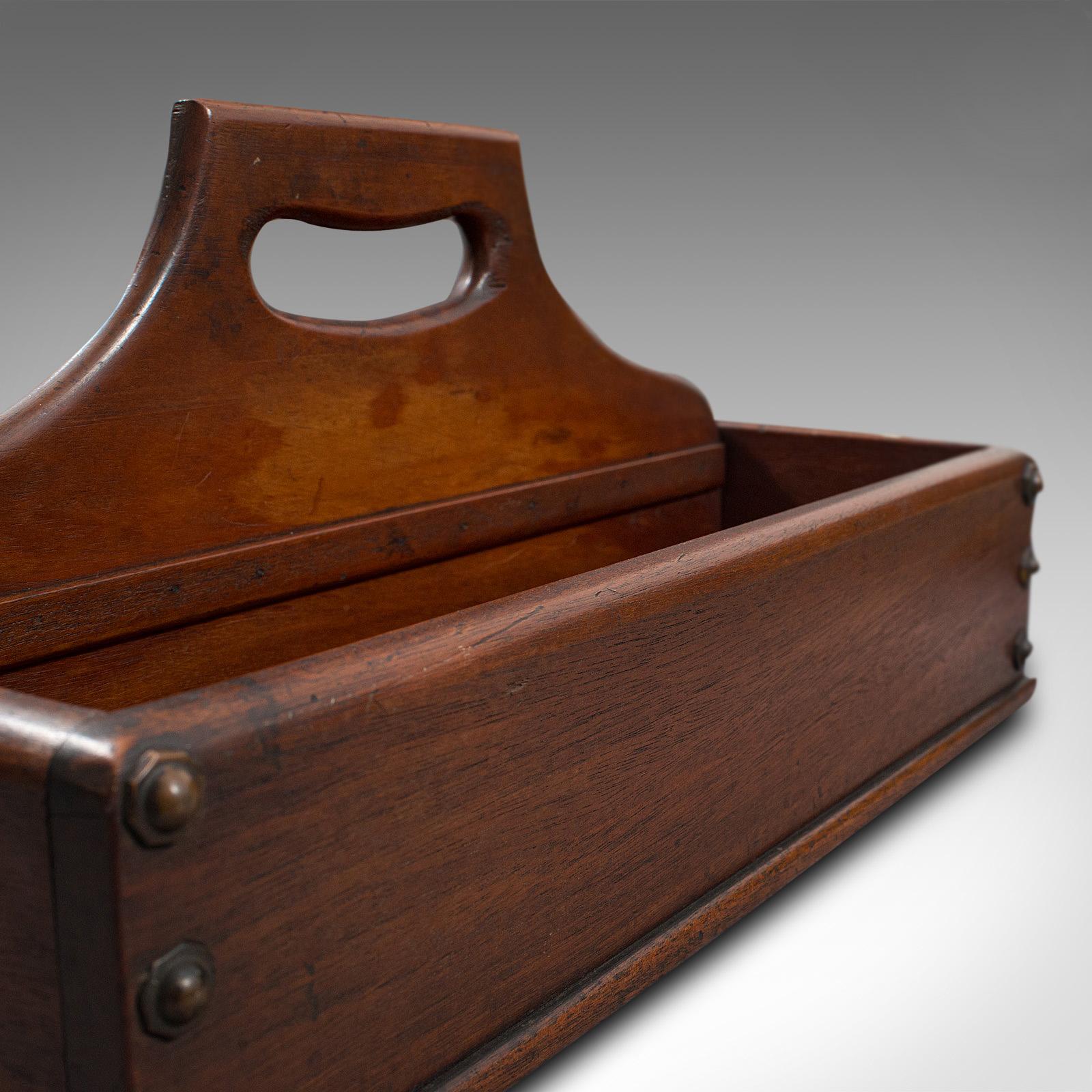 Antique Cobbler's Carry Tray, English, Mahogany, Tool Box, Cutlery, Edwardian 4