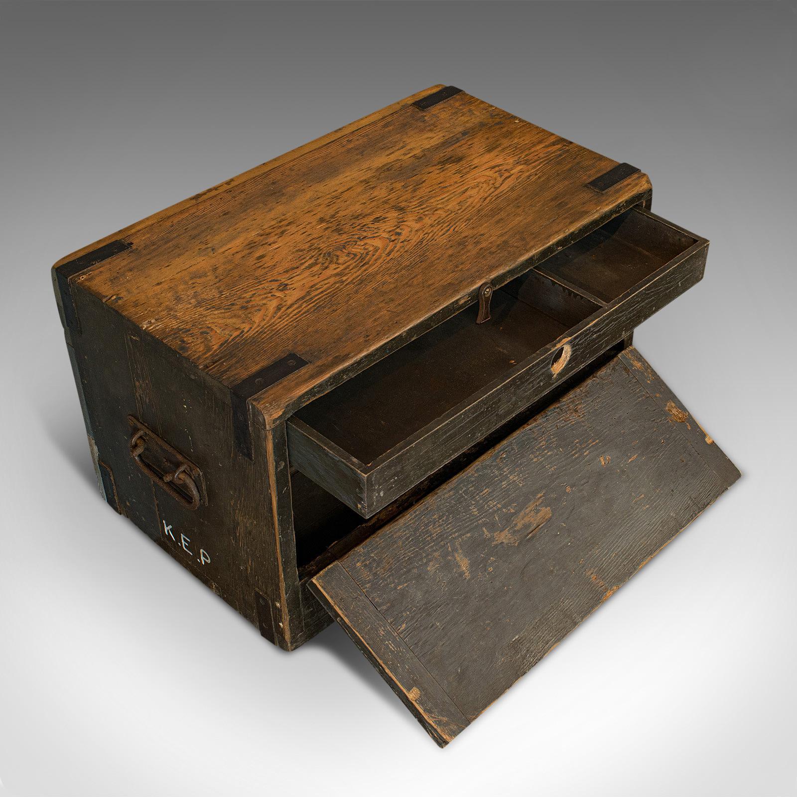 Antique Cobbler's Chest, Pine, Tool Trunk, Coffee Table, Victorian, circa 1900 2