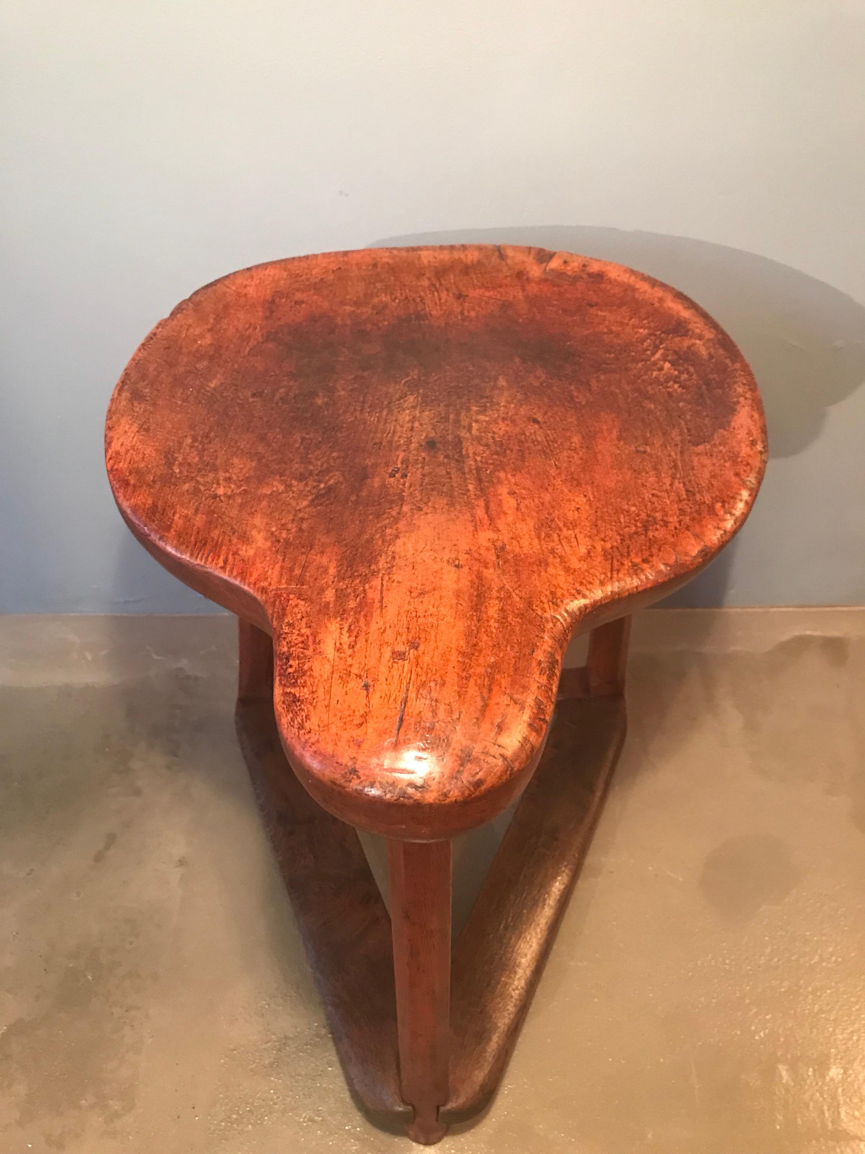 Hand-Crafted Antique Cobblers Stool in Cherrywood and Oak