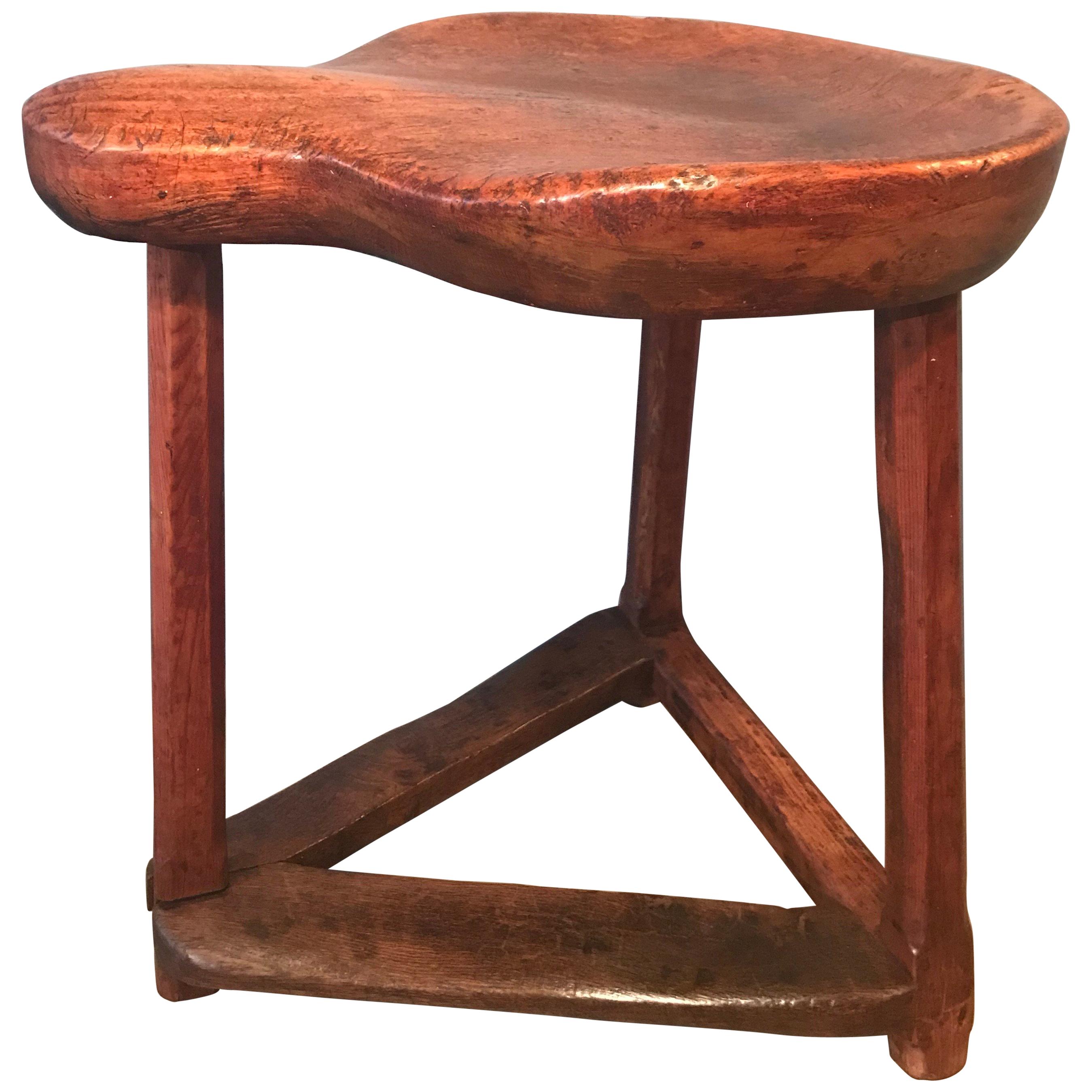 Antique Cobblers Stool in Cherrywood and Oak