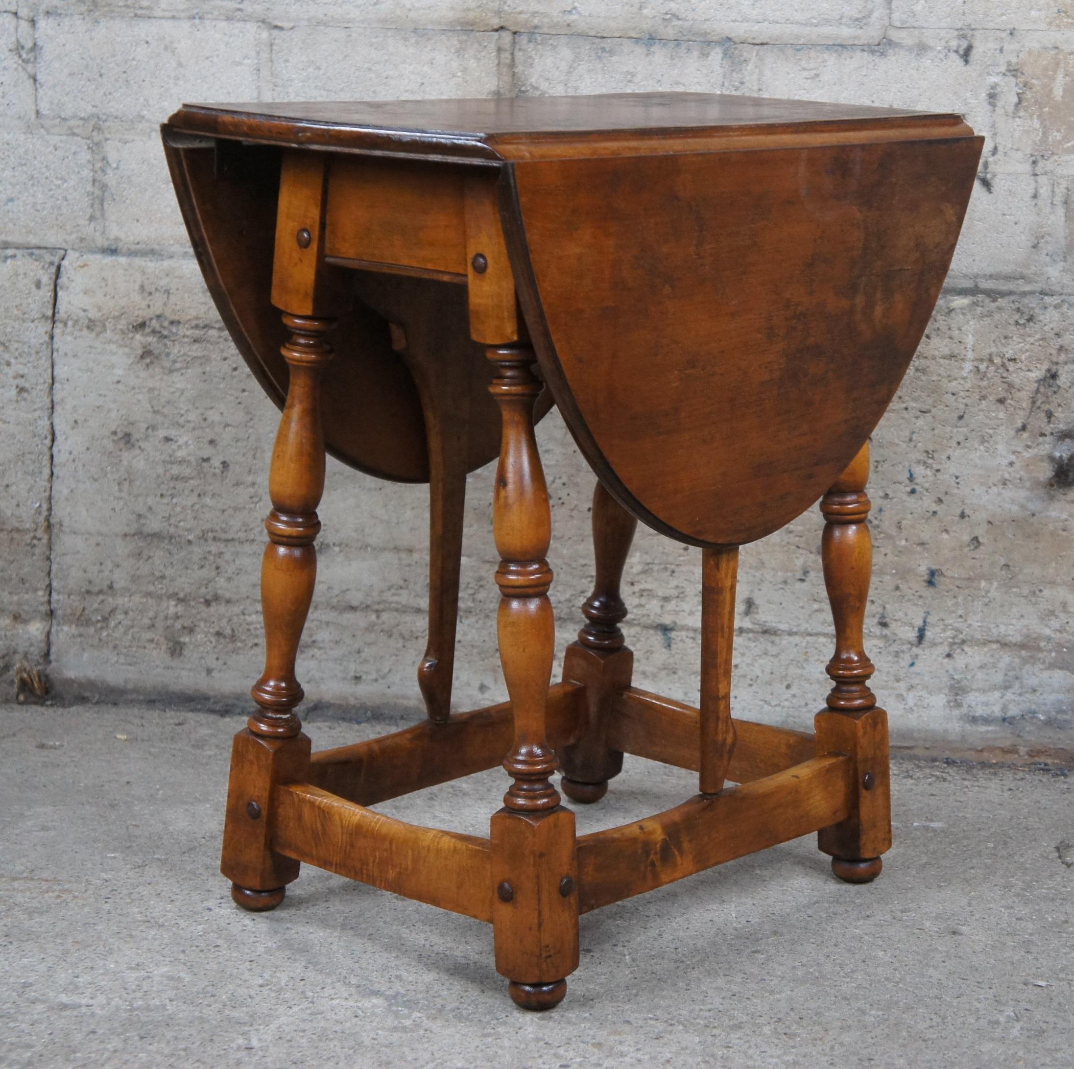 William and Mary Antique Cochran Chair Co. William & Mary Style Maple Drop Leaf Joint End Table