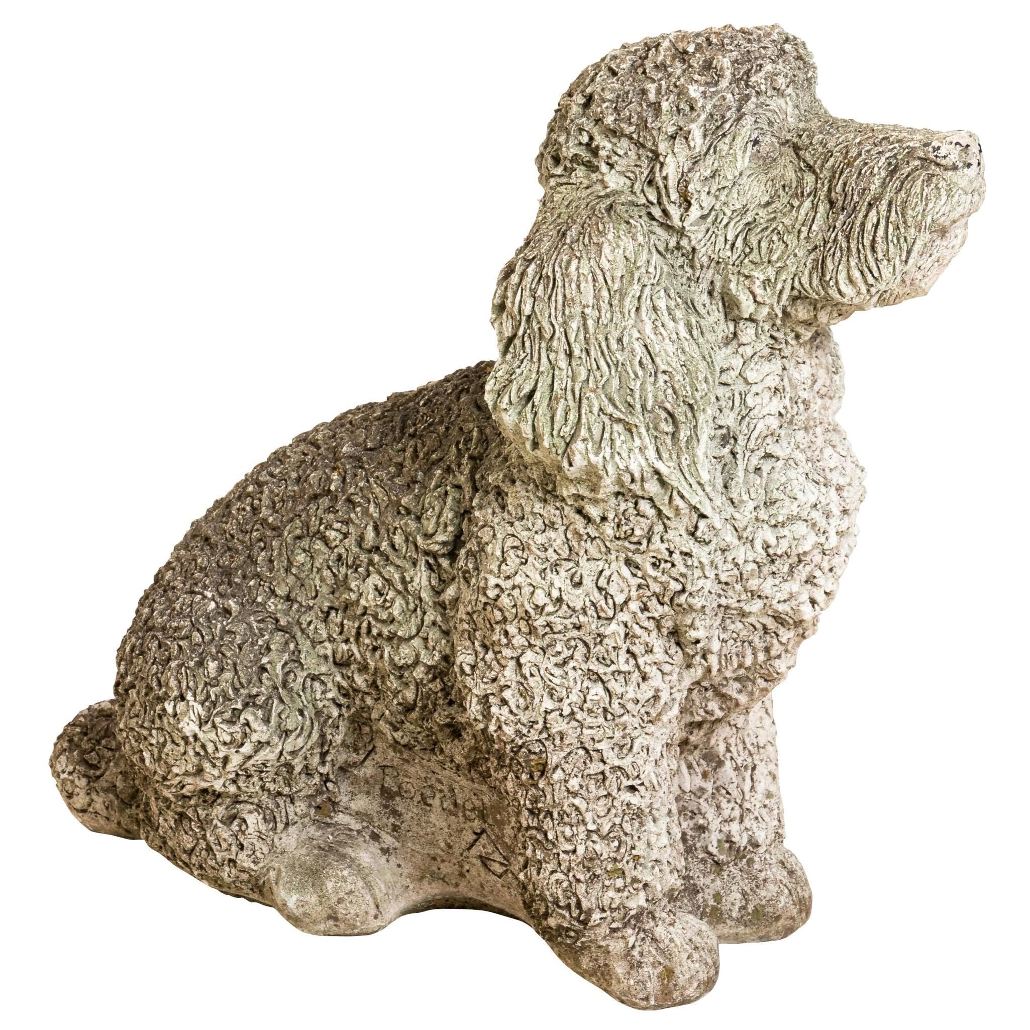 Antique Cocker Spaniel Dog Cast Stone Garden Ornament