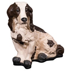 Antique Cocker Spaniel Statue, English, Plasterwork, Dog Figure, Victorian, 1900