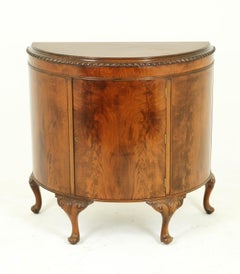 Antique Cocktail Cabinet, Drinks Cabinet, Bow Front Cabinet, Scotland, 1920