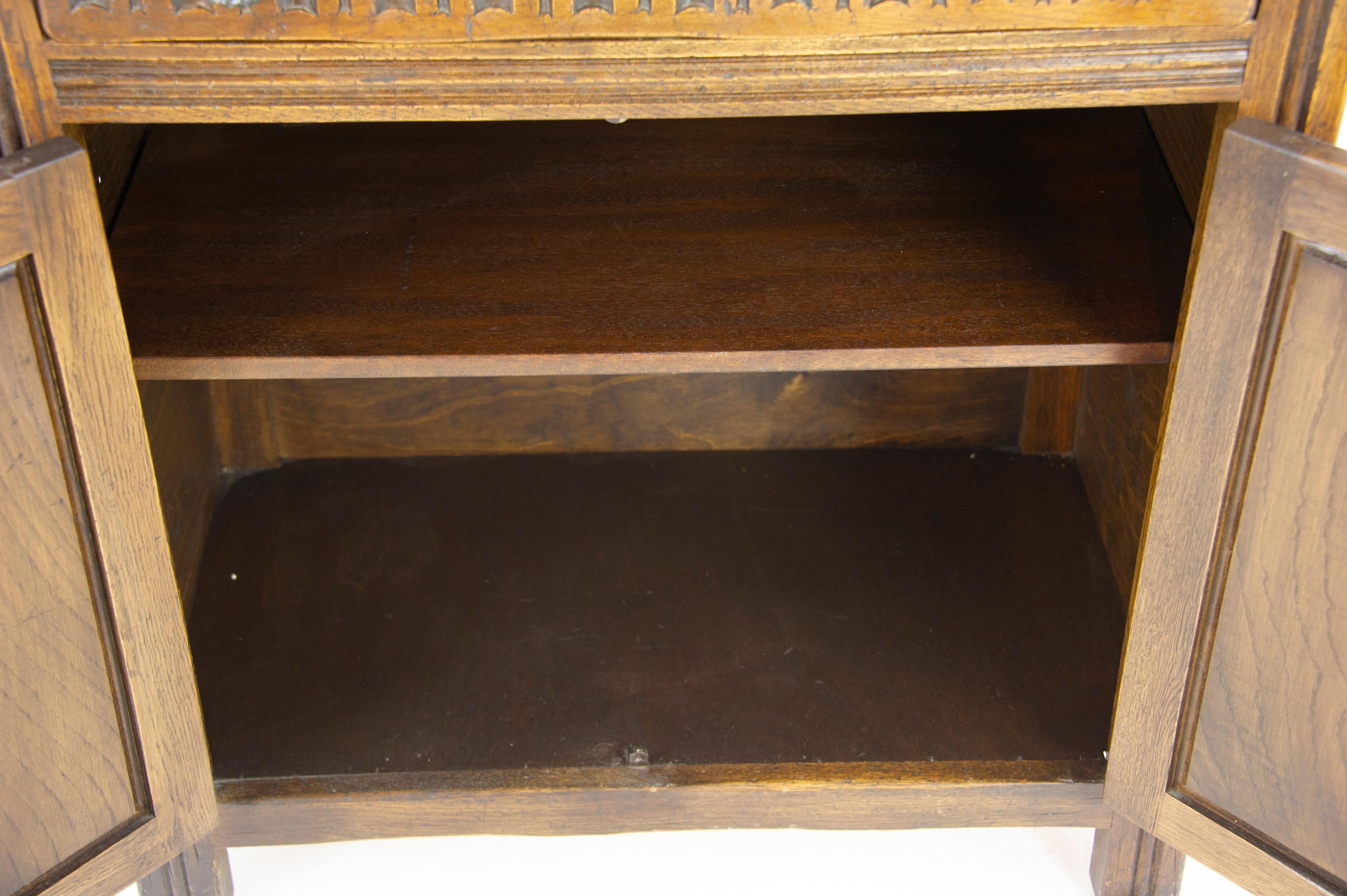 Antique Cocktail Cabinet, Oak Drinks Cabinet, Lift Up Top Drinks Cabinet 5