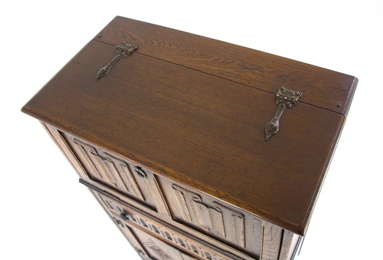Antique Cocktail Cabinet Oak Drinks Cabinet Lift Up Top Drinks