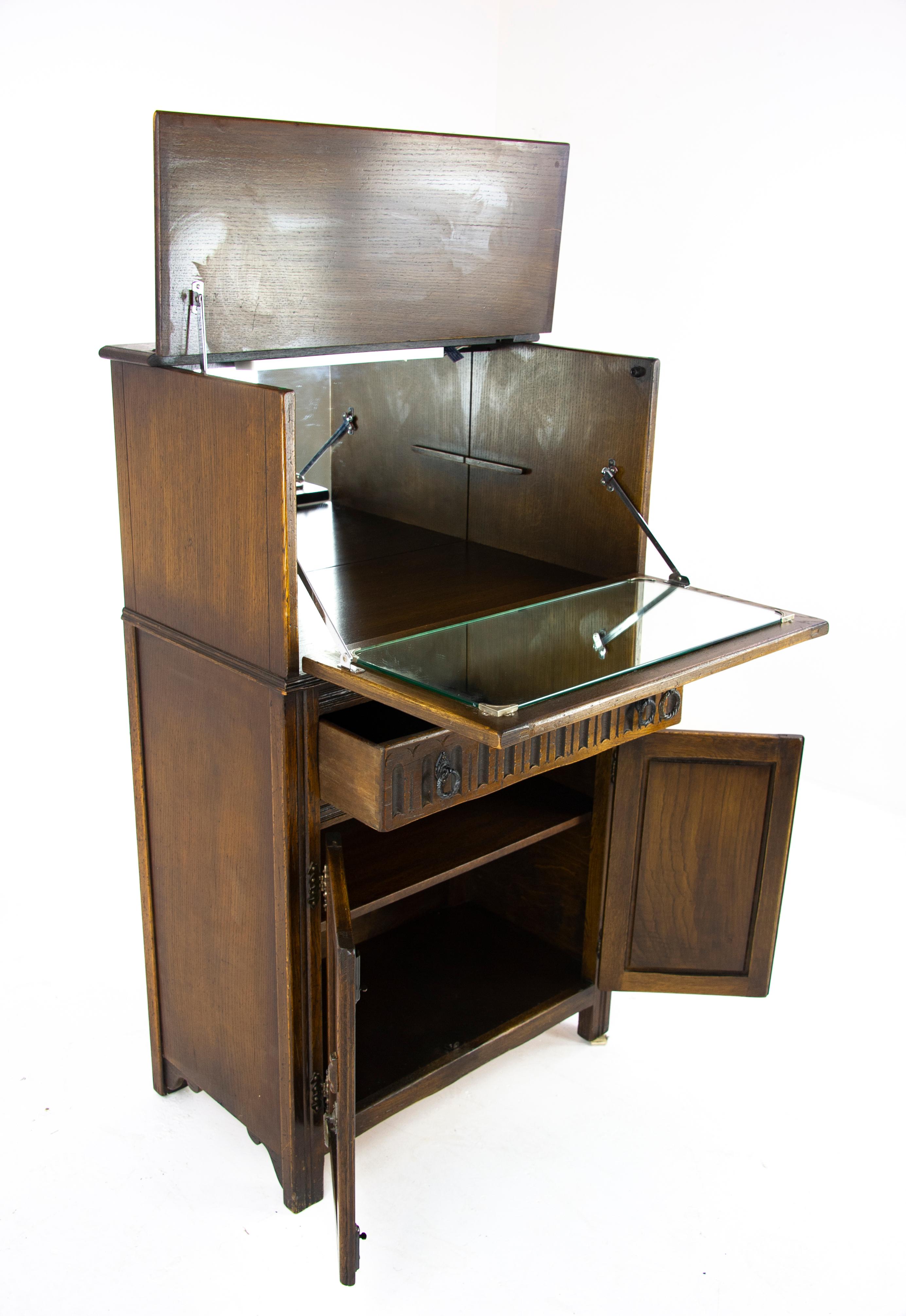 antique oak drinks cabinet