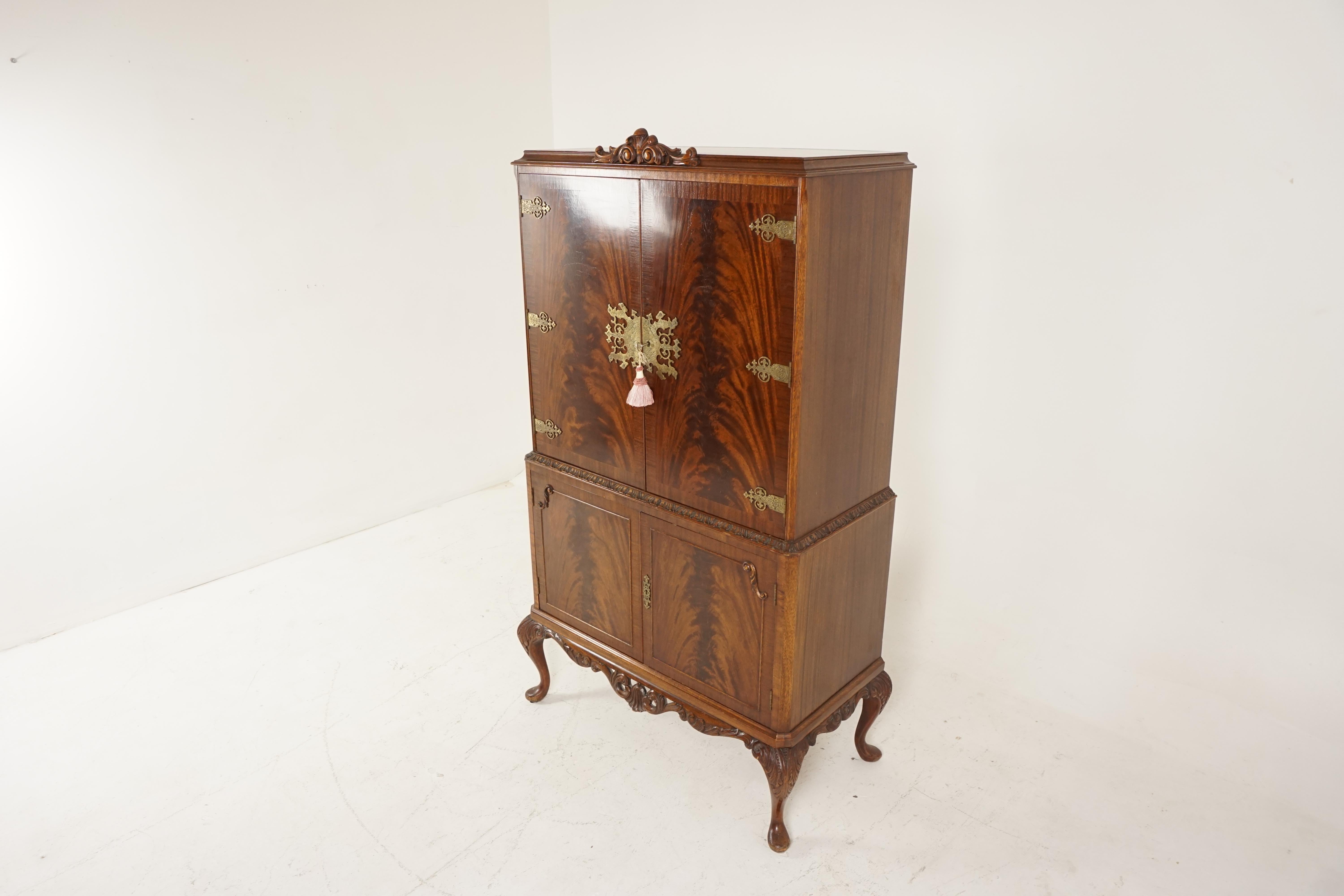 Antique Cocktail Queen Anne Flame Walnut, Bar, Drinks