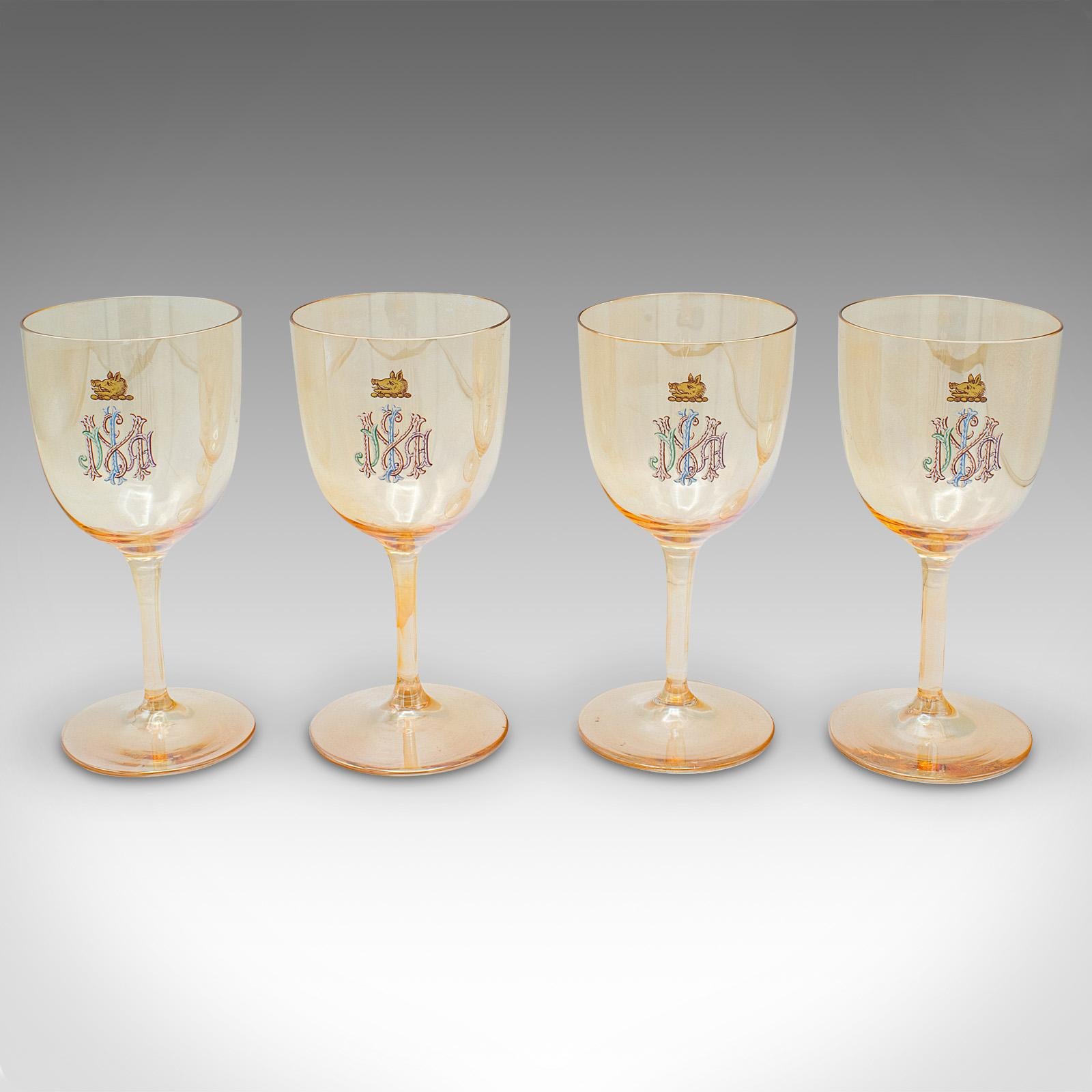 Late Victorian Antique Cocktail Glass Service, Austrian, Wine, Aperitif, 12 pieces, Victorian For Sale