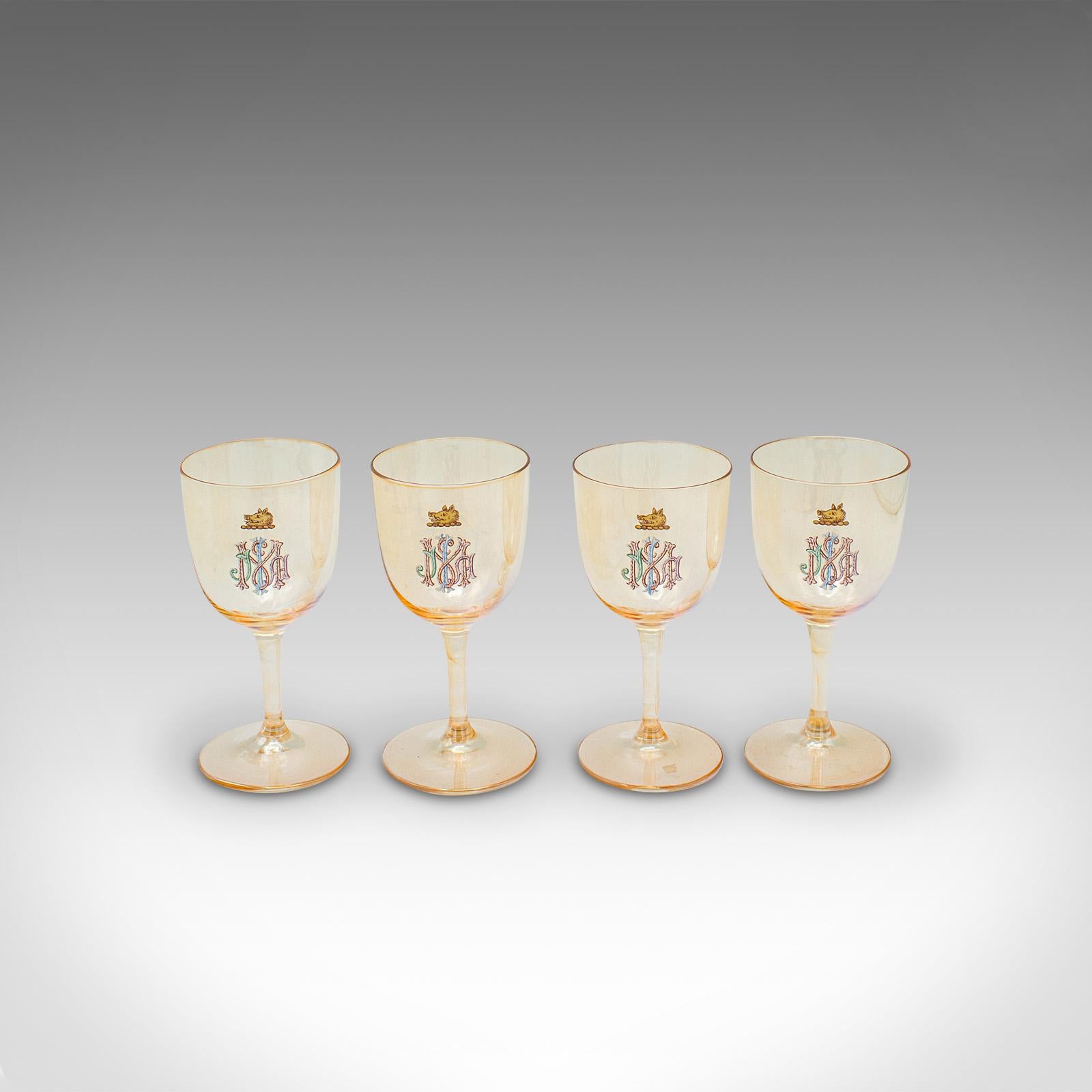 19th Century Antique Cocktail Glass Service, Austrian, Wine, Aperitif, 12 pieces, Victorian For Sale