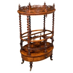 Antique Cocktail Service Stand, English, Walnut, Canterbury, Whatnot, Victorian