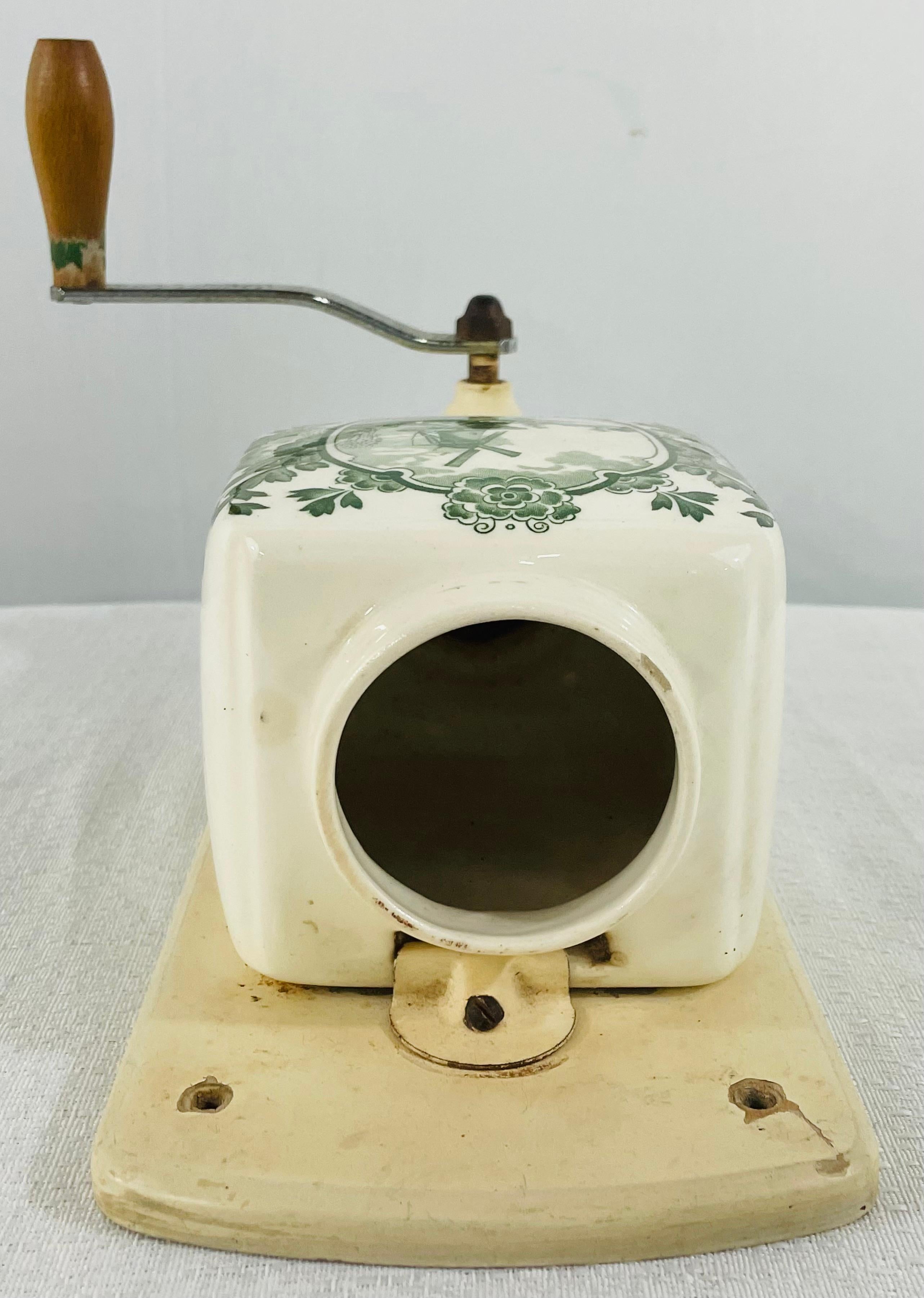 Antique Coffee Grinder Delft Dutch Green Wall Mill PeDe Kitchen 2