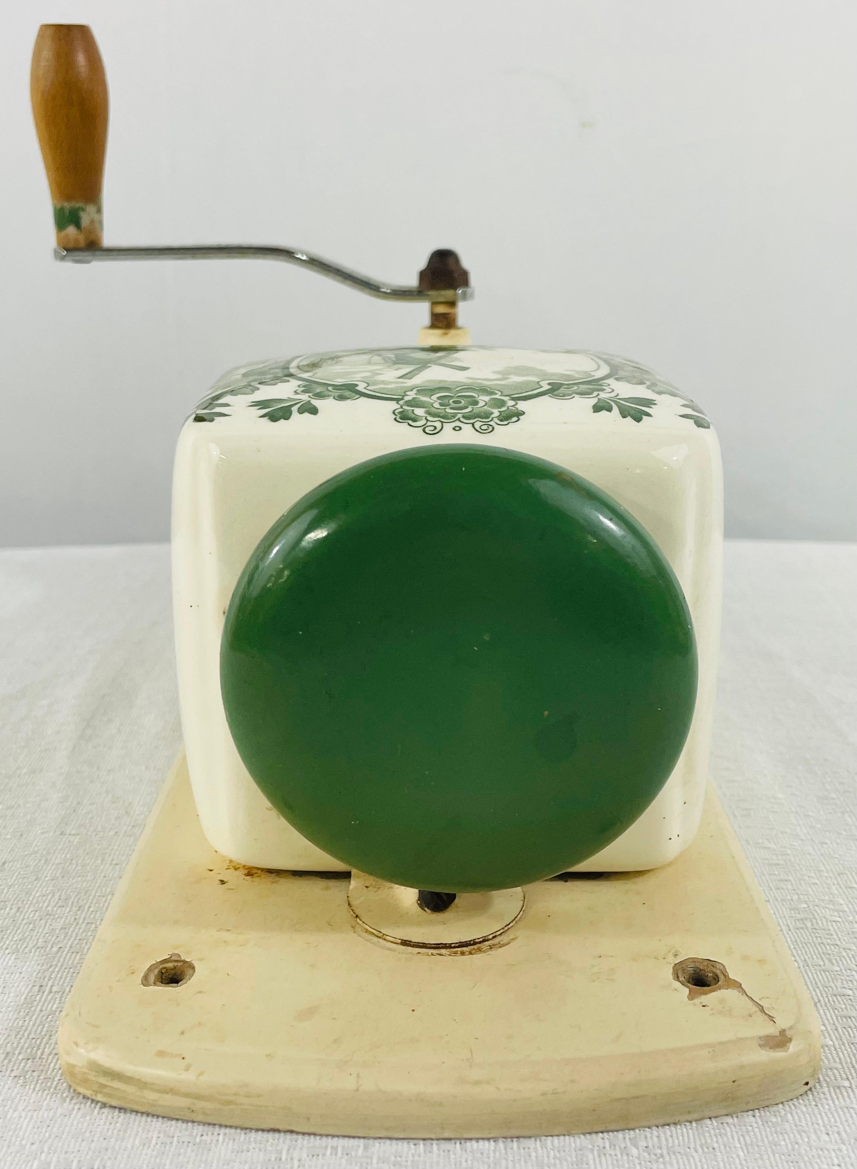 Antique Coffee Grinder Delft Dutch Green Wall Mill PeDe Kitchen 1