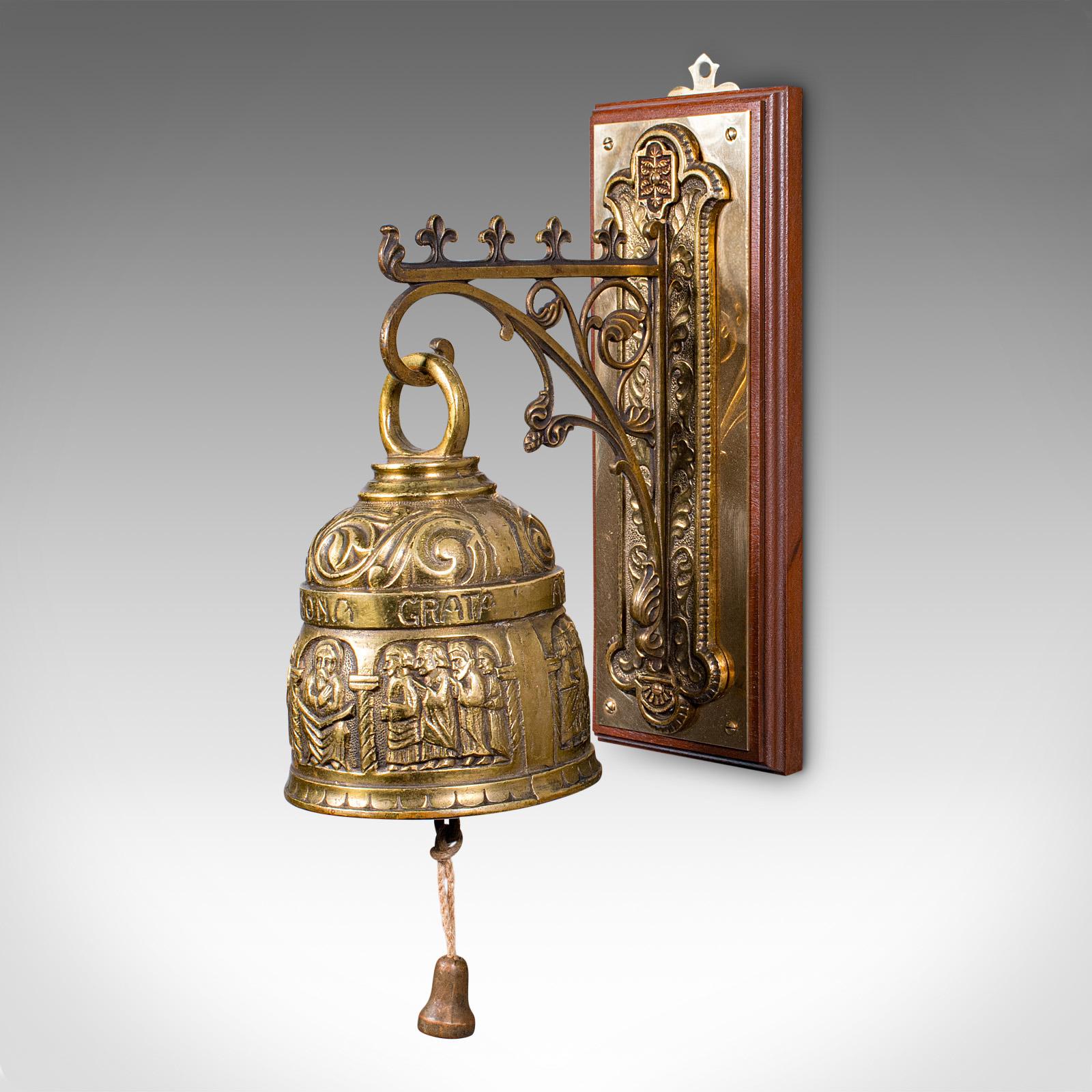 Antique Coffee House Bell, Italian, Brass, Wall Mounted, Cafe, Edwardian, C.1910 In Good Condition For Sale In Hele, Devon, GB