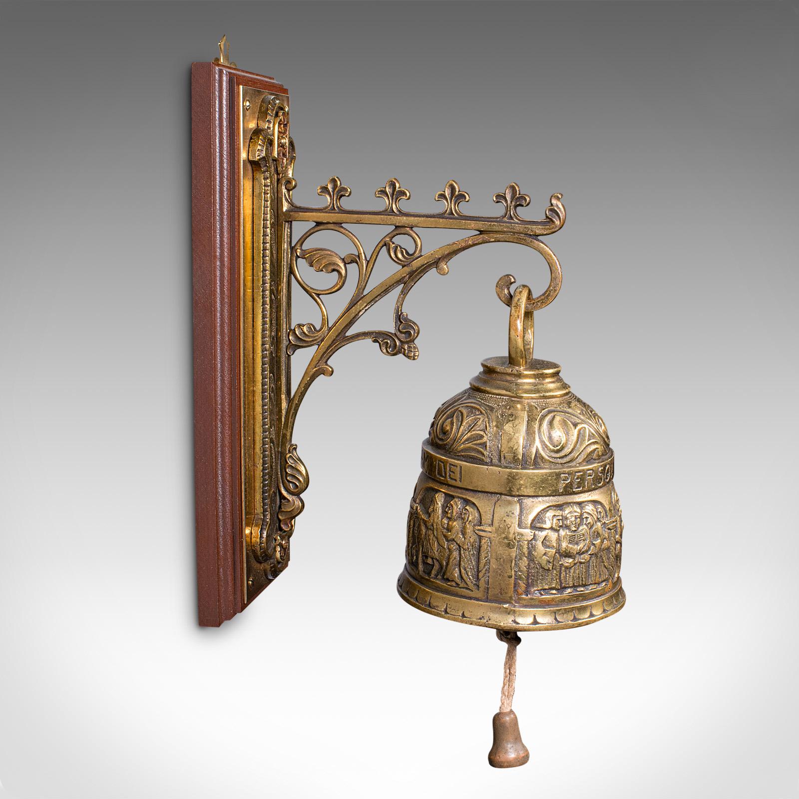 20th Century Antique Coffee House Bell, Italian, Brass, Wall Mounted, Cafe, Edwardian, C.1910 For Sale