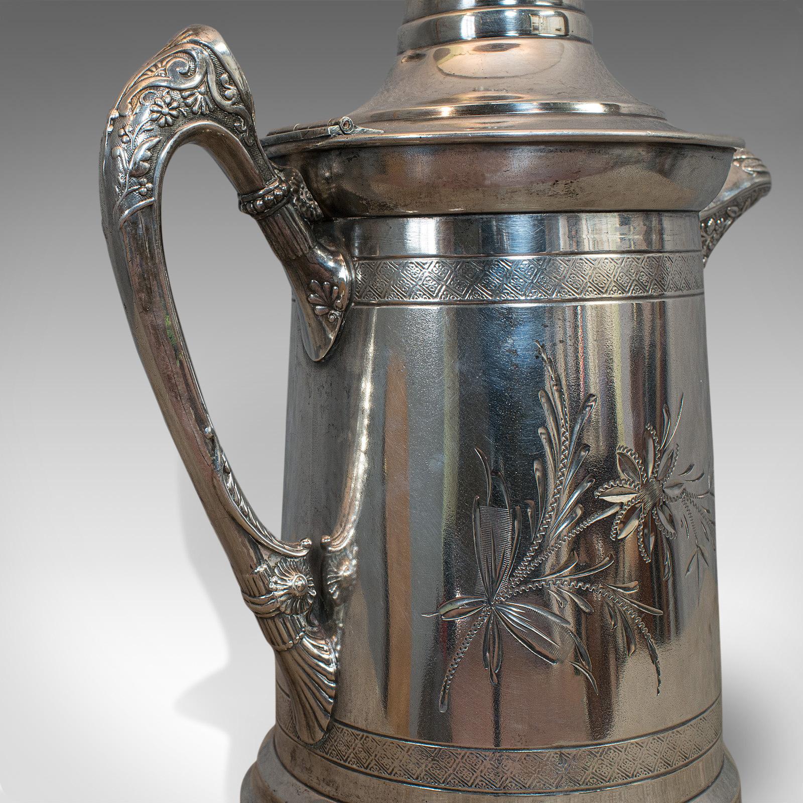 Antique Coffee Pot, English Silver Plate, Beverage Jug, 19th Century, circa 1900 5
